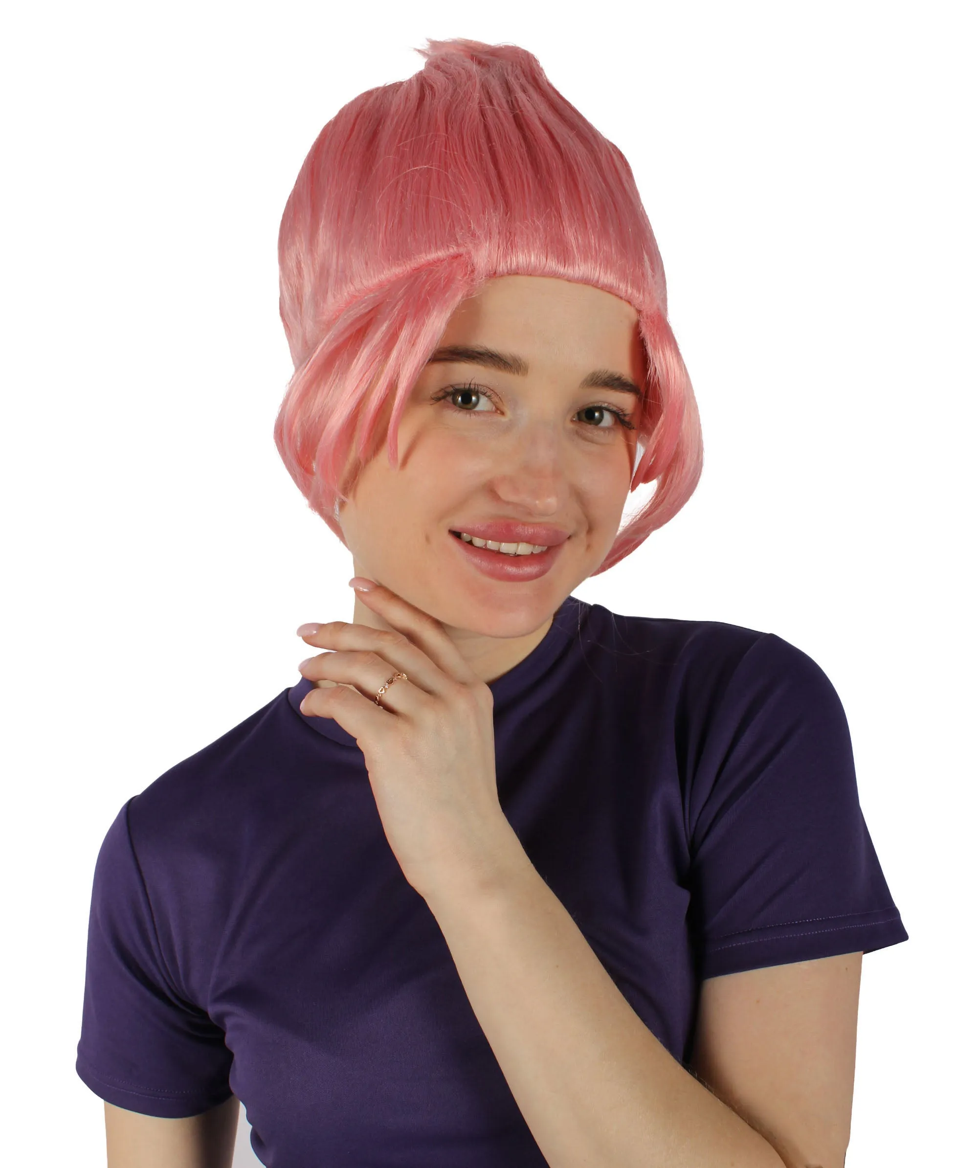 HPO Adult Women's Crystal Gem Cartoon Alien Pink Pixie Wig
