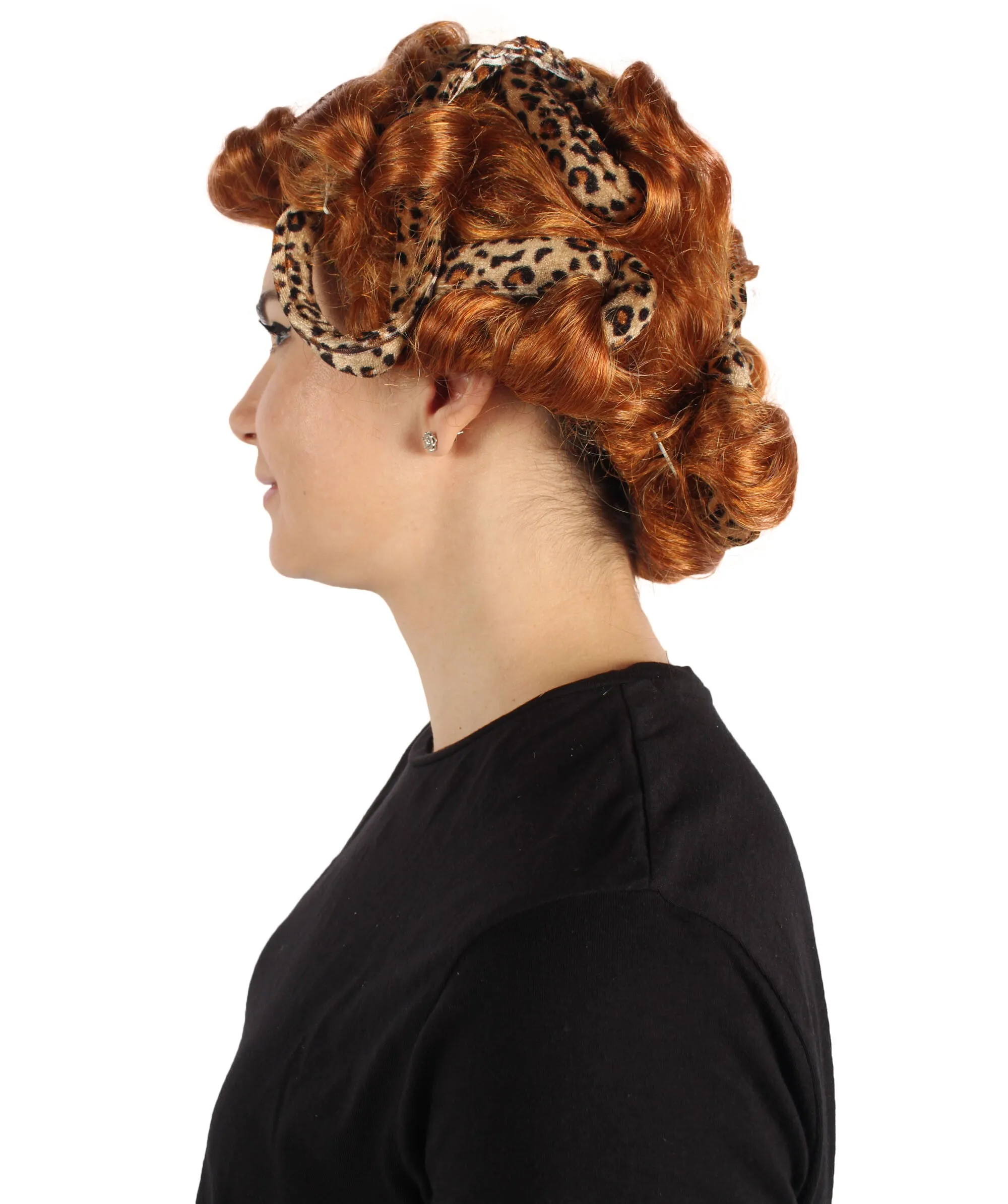 HPO Adult Women's Curly Brown Vintage Wig I Perfect for Cosplay I Flame-retardant Synthetic Fiber