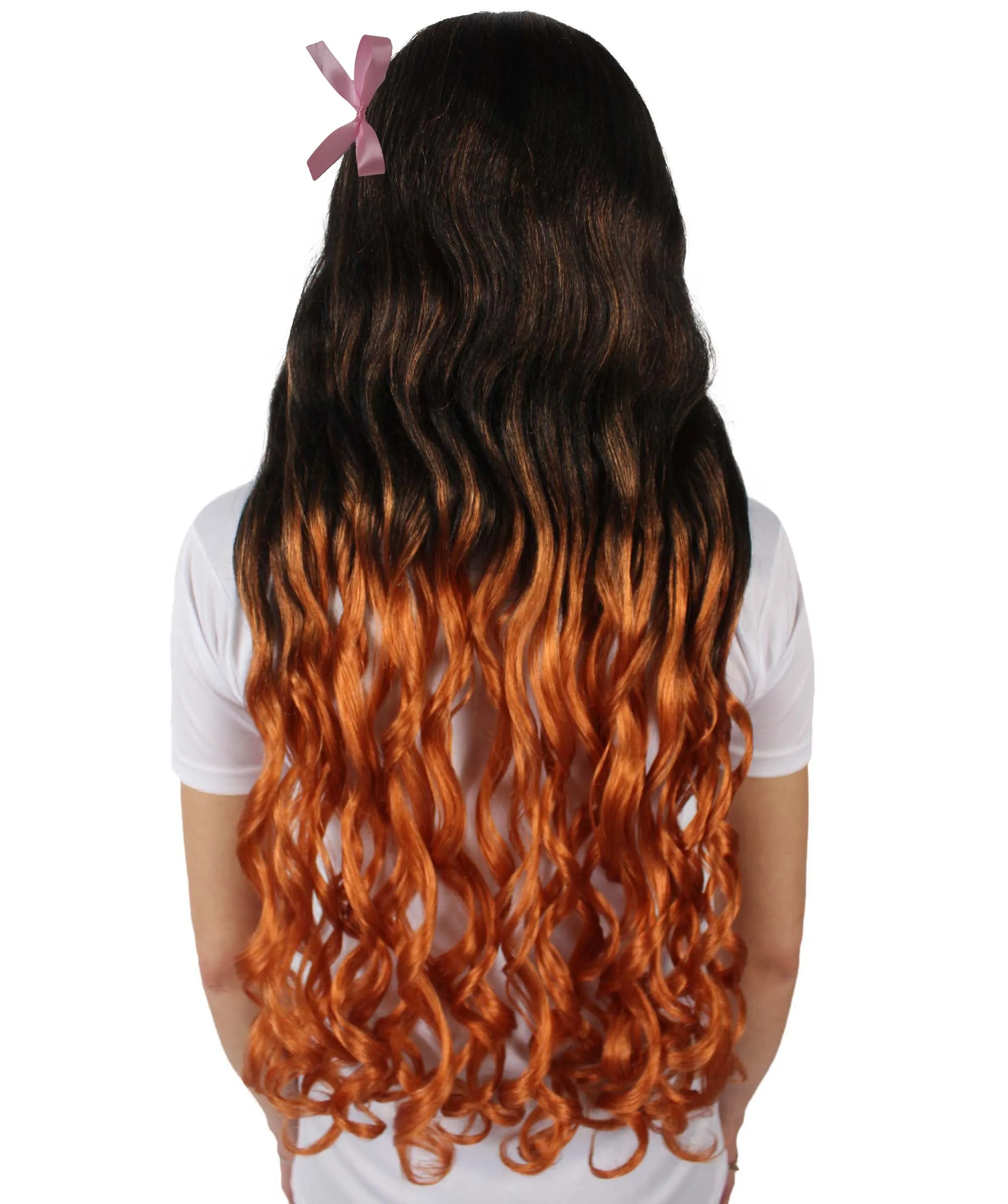 HPO Adult Women's Demon Manga Long Black and Flame-Orange Wig