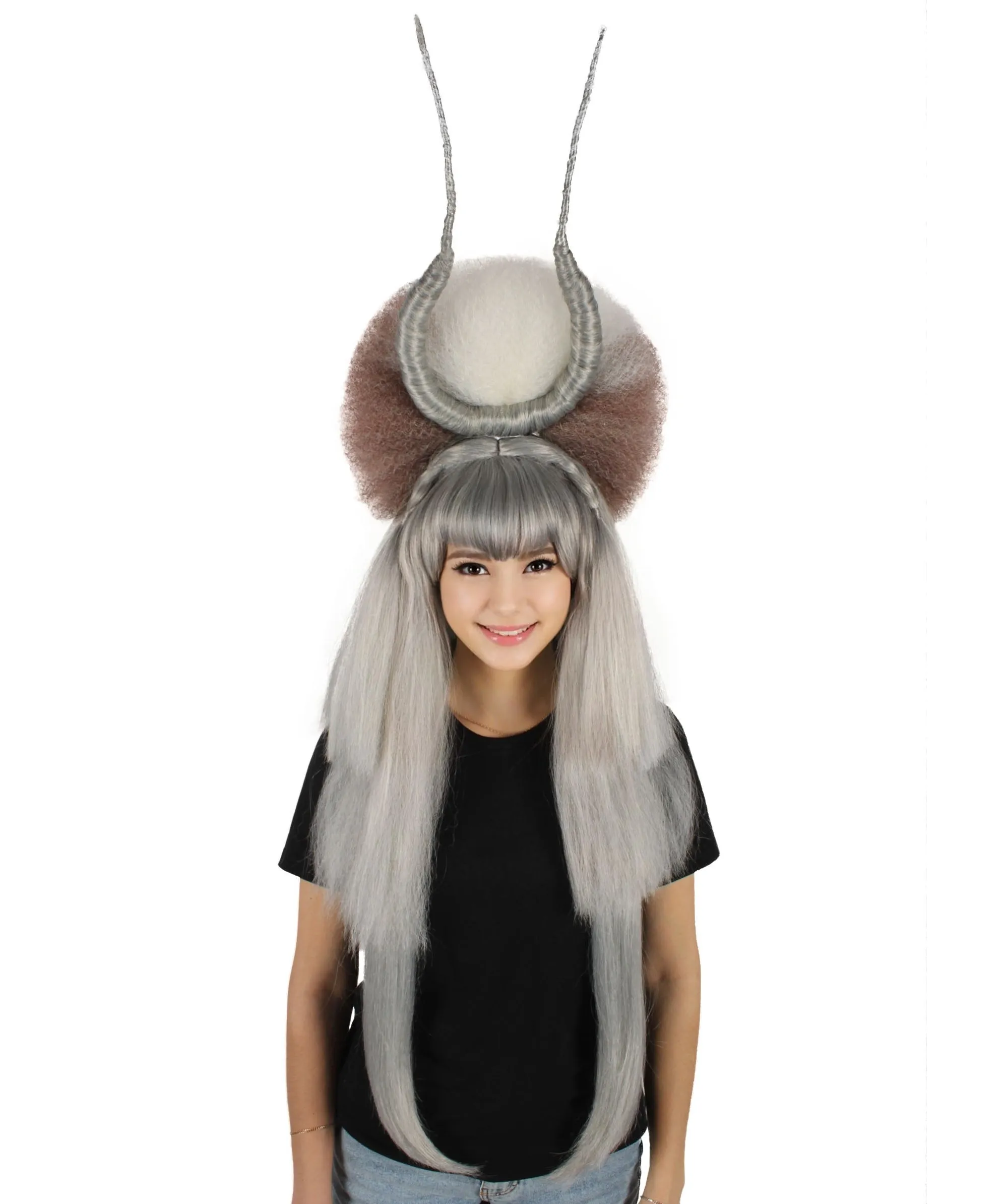 HPO Adult Women's Dramatic Devil Horn Layered Wig I Flame-retardant Synthetic Fiber