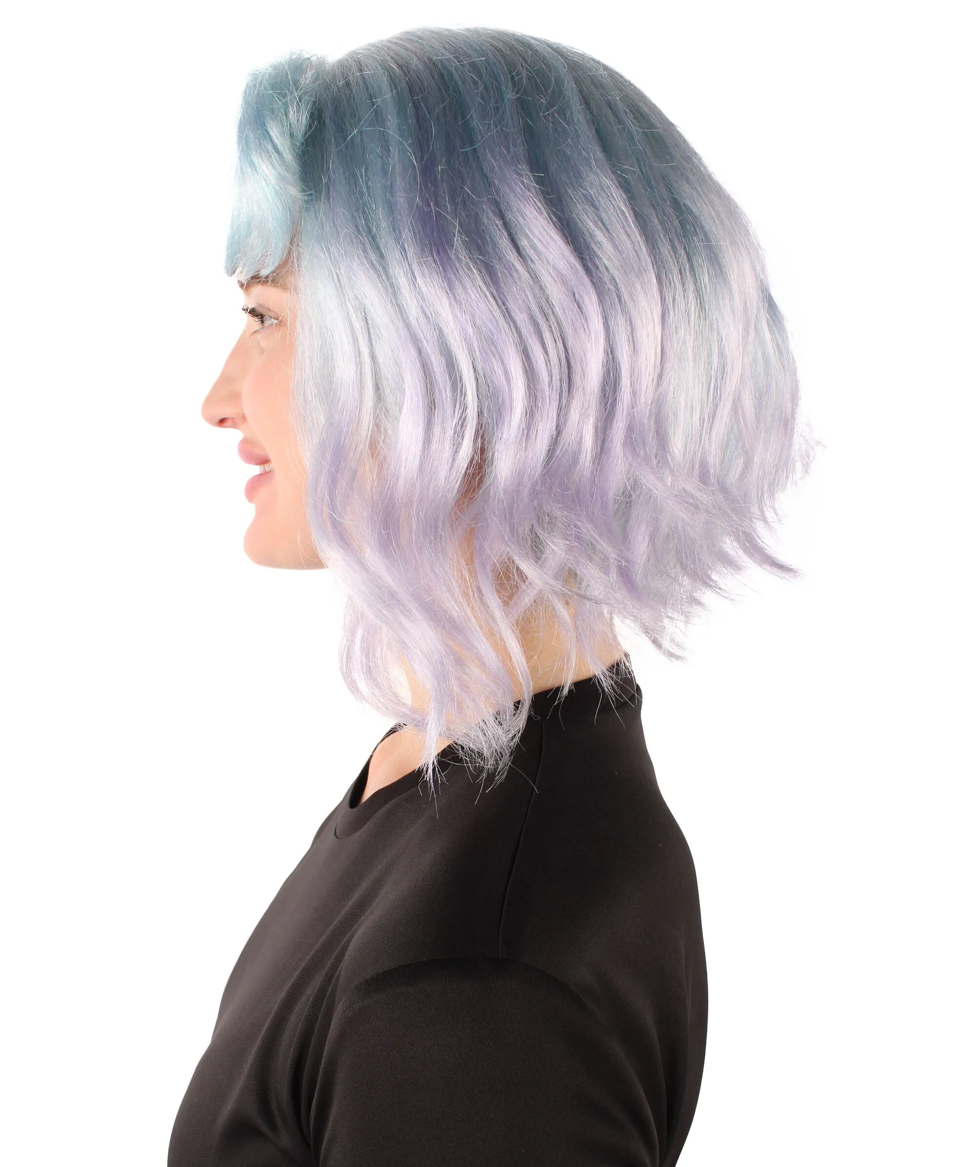HPO Adult Women's Japanese Twin Sister Blue Anime Wig, Perfect for Halloween and Cosplay, Flame-retardant Synthetic Fiber