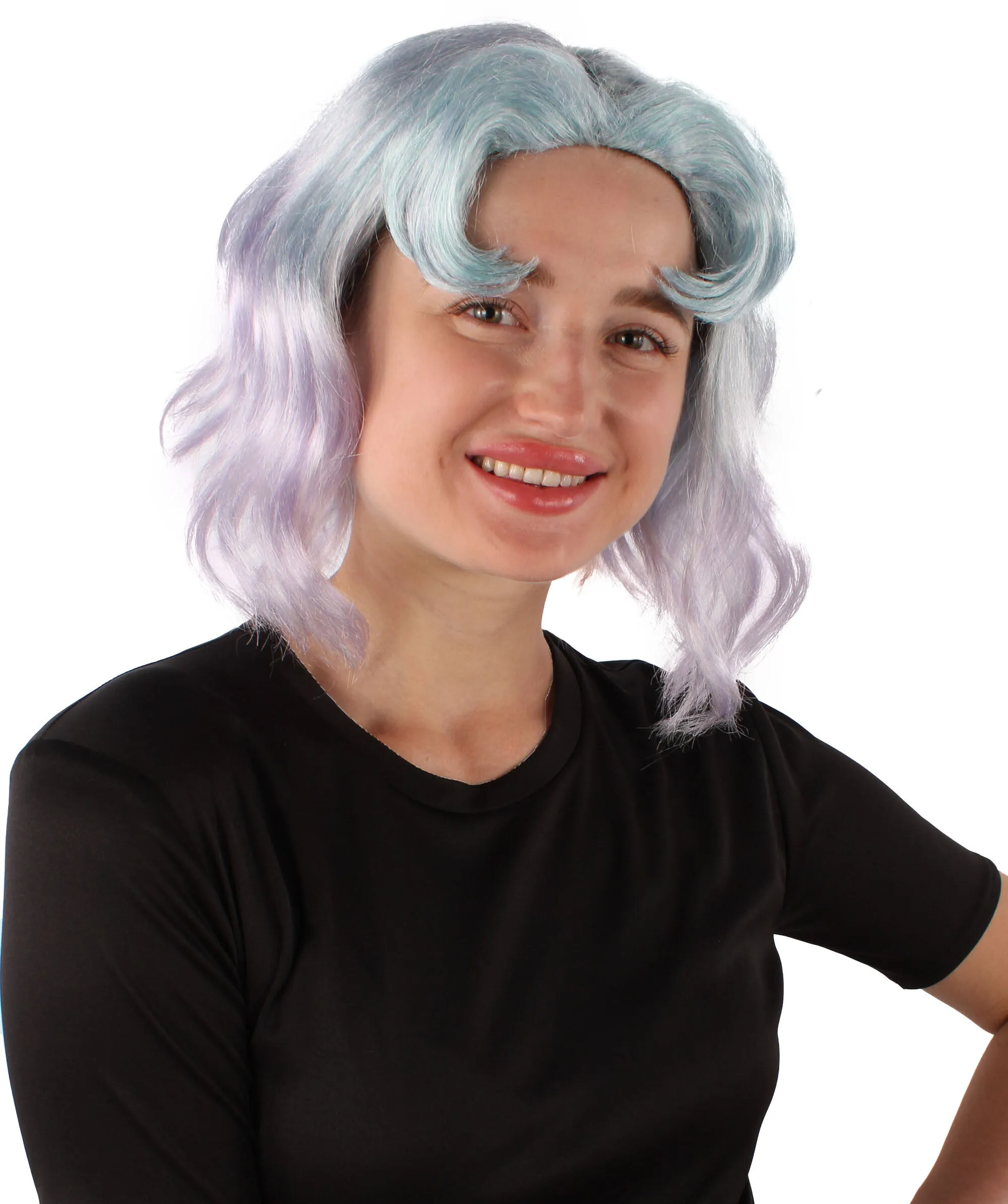 HPO Adult Women's Japanese Twin Sister Blue Anime Wig, Perfect for Halloween and Cosplay, Flame-retardant Synthetic Fiber