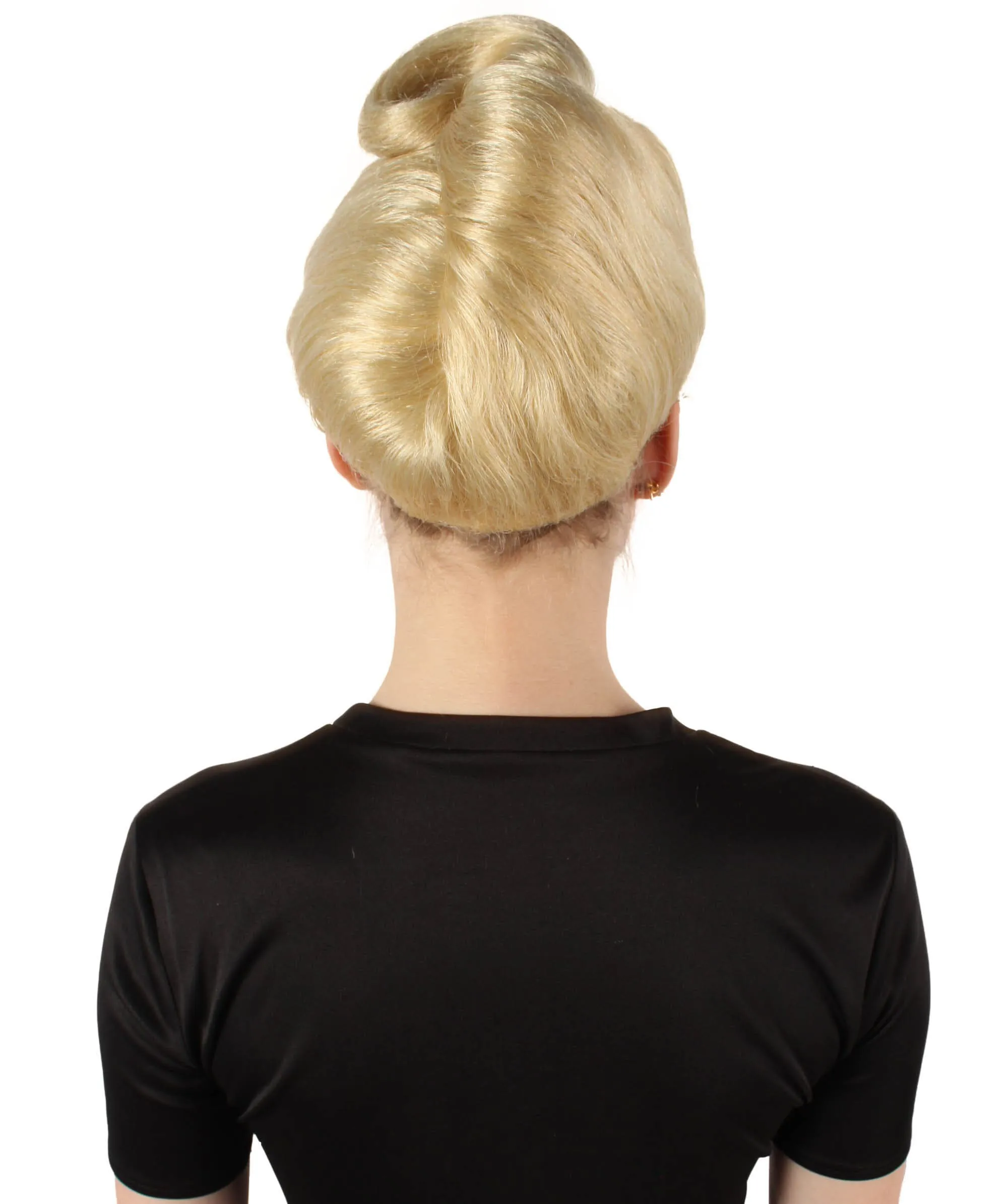 HPO Adult Women’s Popstar  Platinum Blonde Wavy Bun Wig | Perfect for your Halloween & Cosplay Party!