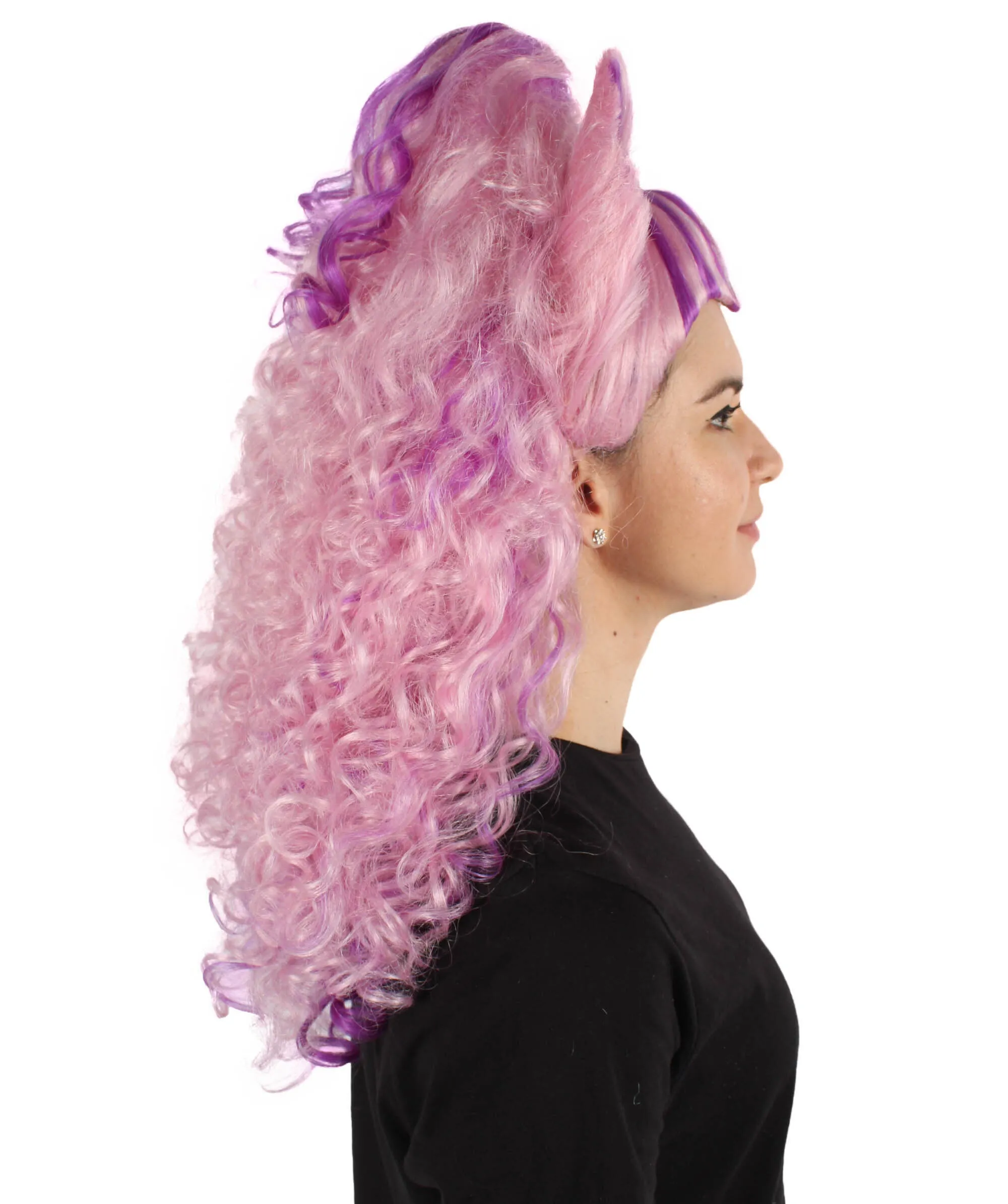 HPO Adult Women's Royaly Queen Curly Purple Wig| Perfect for Cosplay| Flame-retardant Synthetic Fiber