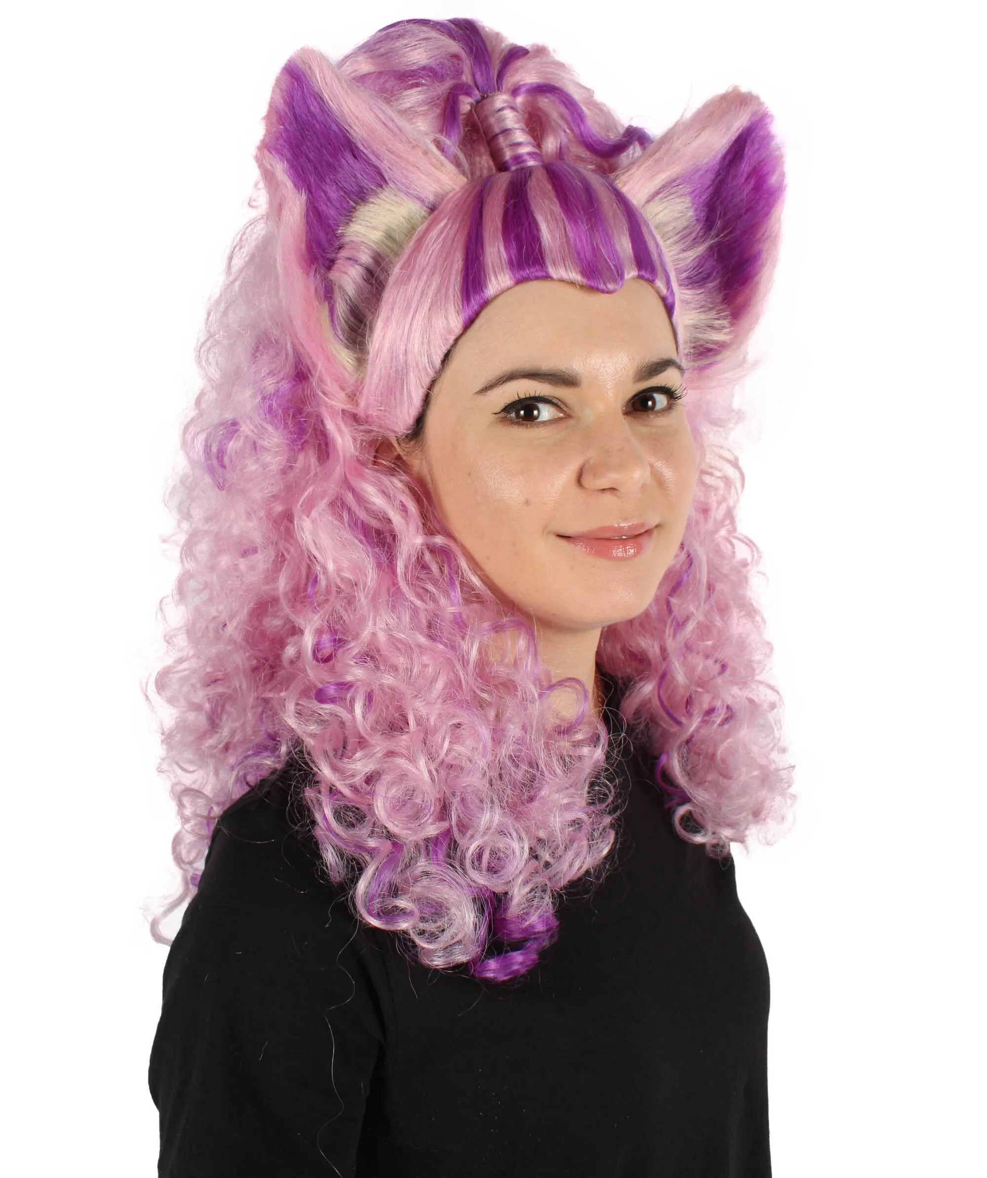 HPO Adult Women's Royaly Queen Curly Purple Wig| Perfect for Cosplay| Flame-retardant Synthetic Fiber