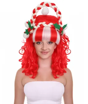 HPO Adult Women's Shoulder Length Retro Red Wavy Wig I Perfect for Halloween I Flame-retardant Synthetic Fiber
