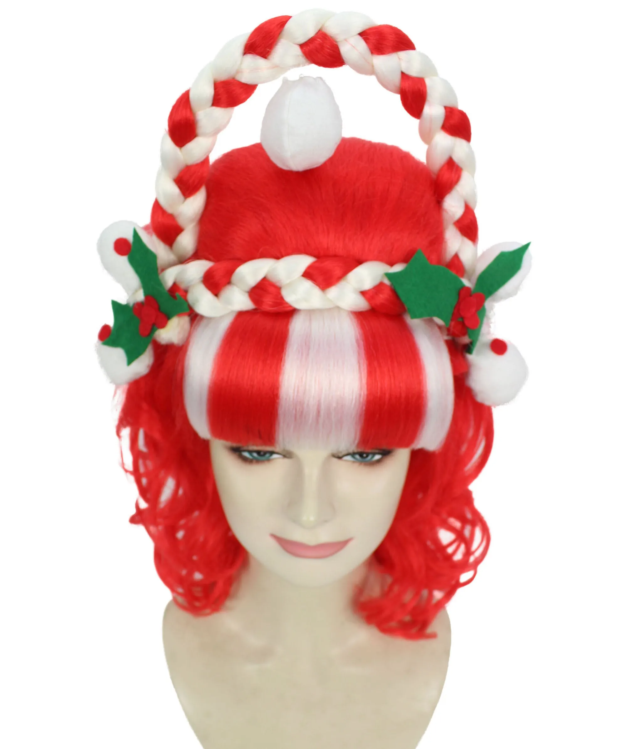 HPO Adult Women's Shoulder Length Retro Red Wavy Wig I Perfect for Halloween I Flame-retardant Synthetic Fiber