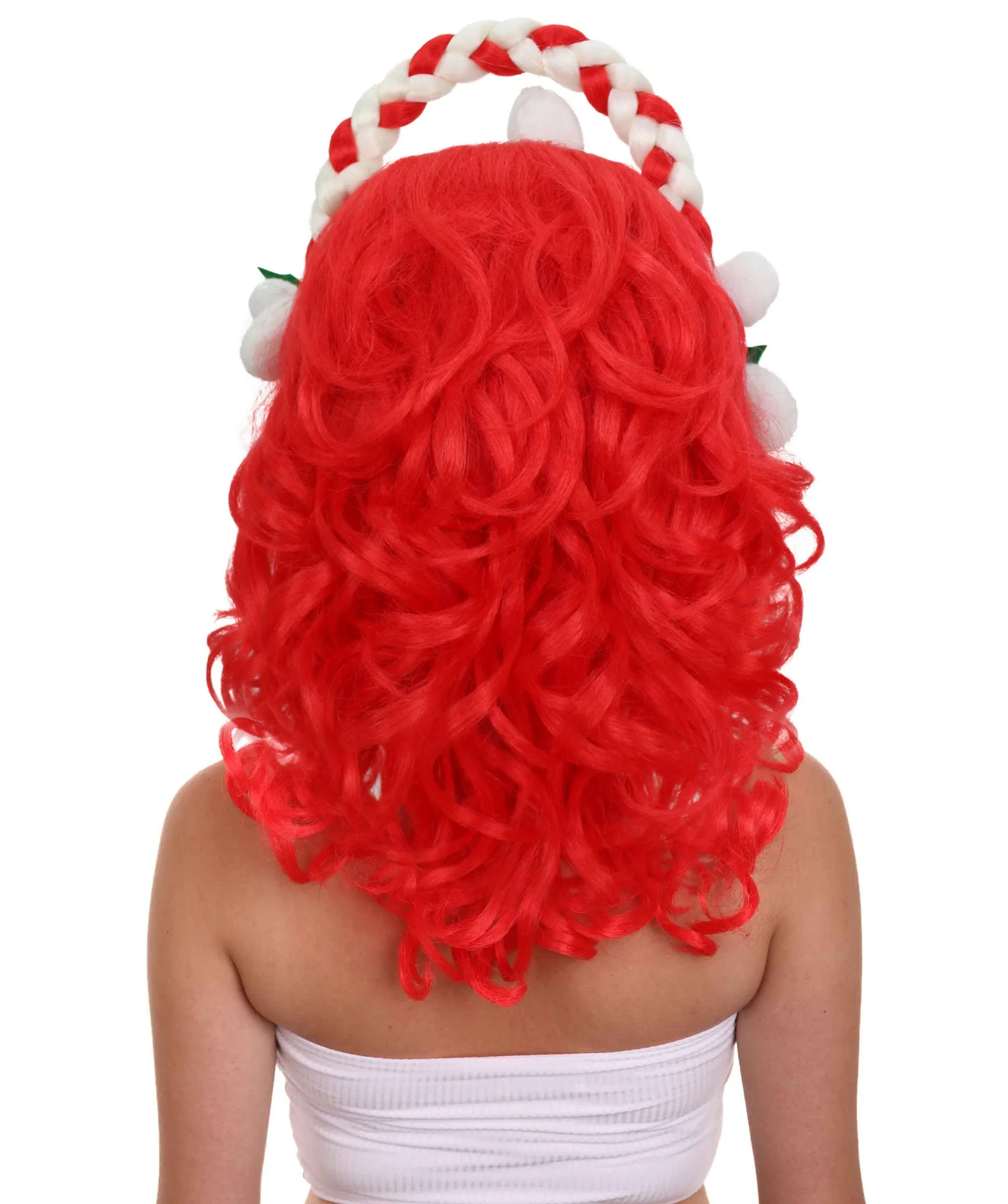 HPO Adult Women's Shoulder Length Retro Red Wavy Wig I Perfect for Halloween I Flame-retardant Synthetic Fiber