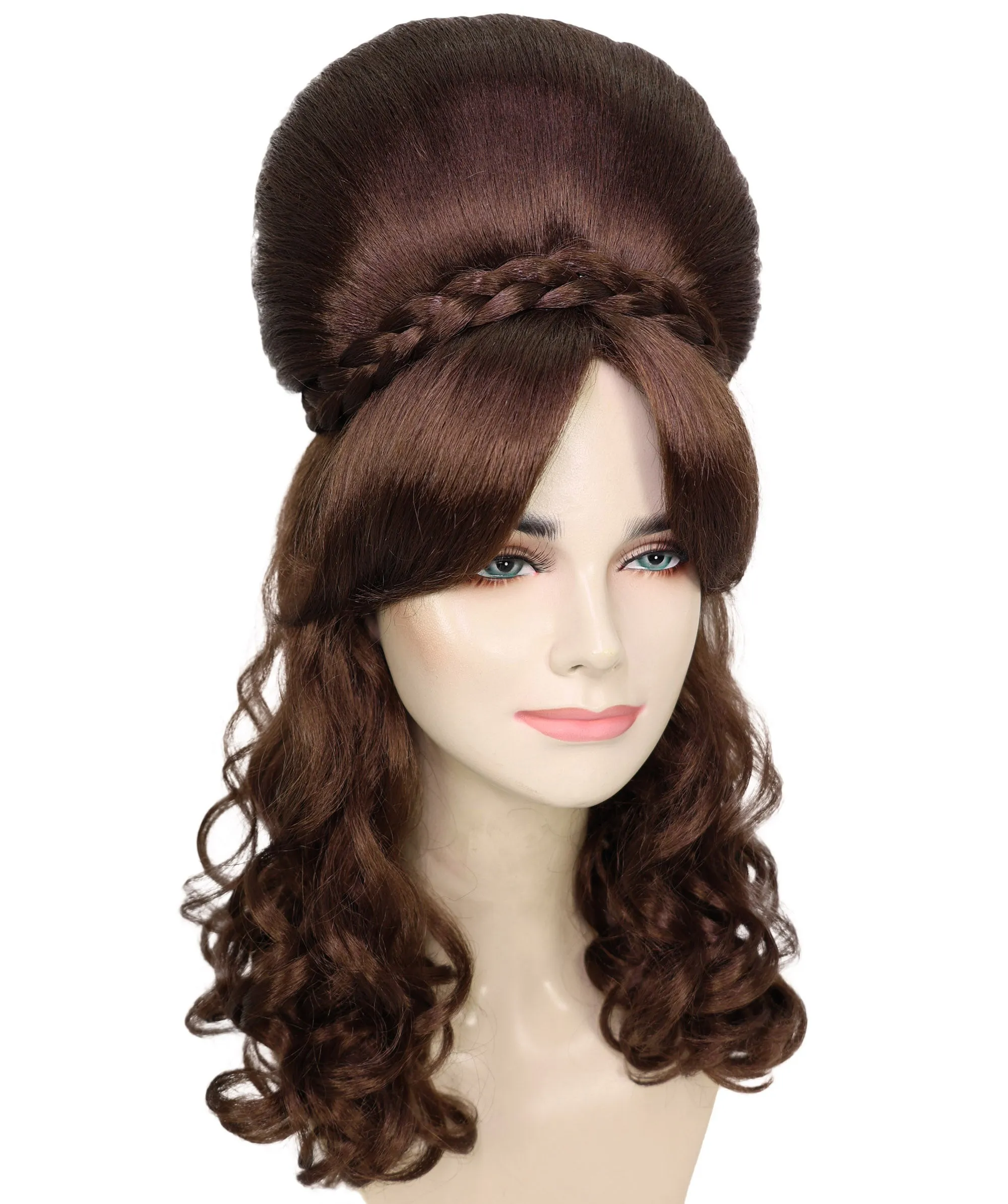 HPO Adult Women’s Victorian Multiple Color Options  Wig Updo with Bangs,   Breathable Capless Cap, Flame-retardant Synthetic Fiber