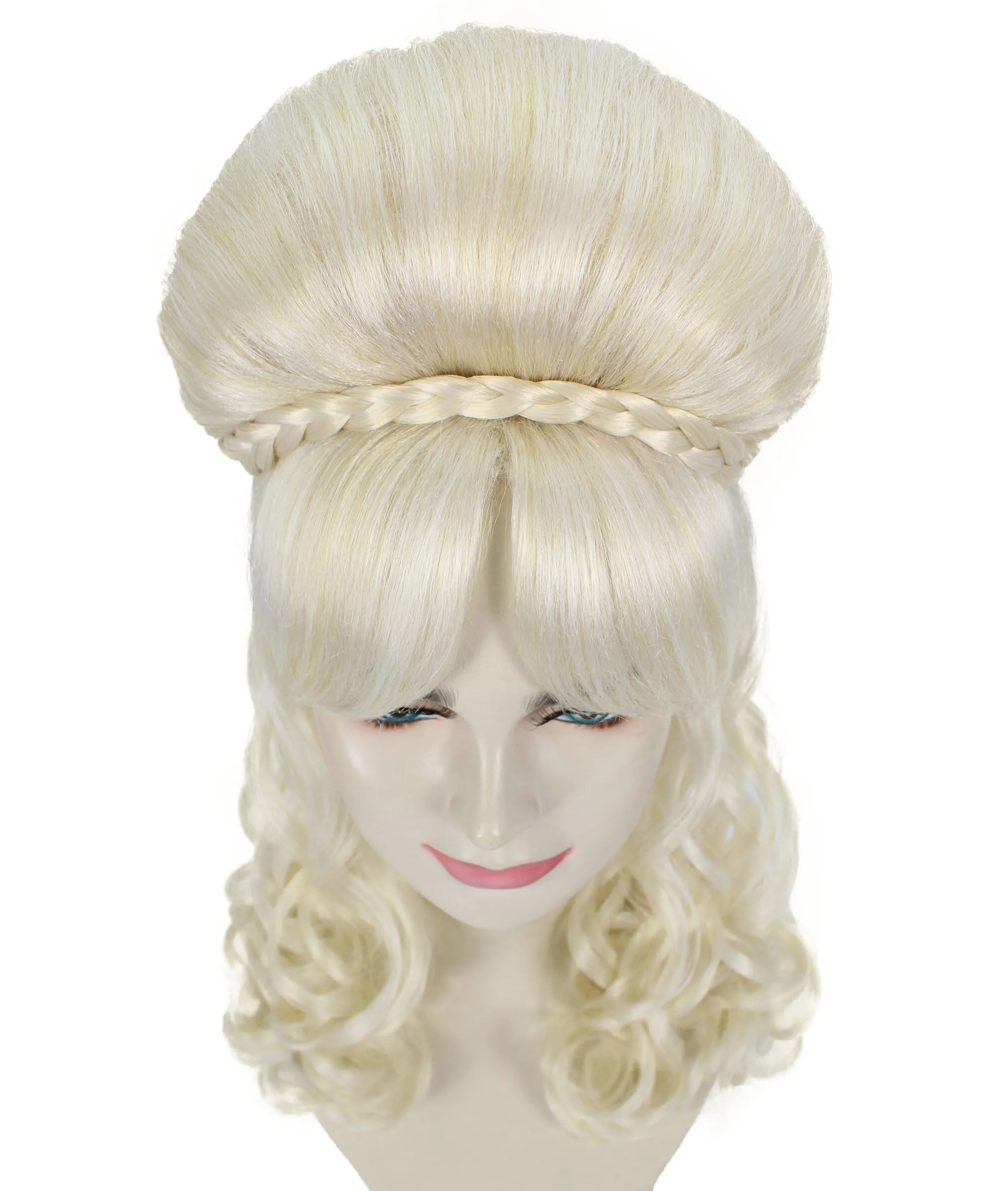 HPO Adult Women’s Victorian Multiple Color Options  Wig Updo with Bangs,   Breathable Capless Cap, Flame-retardant Synthetic Fiber