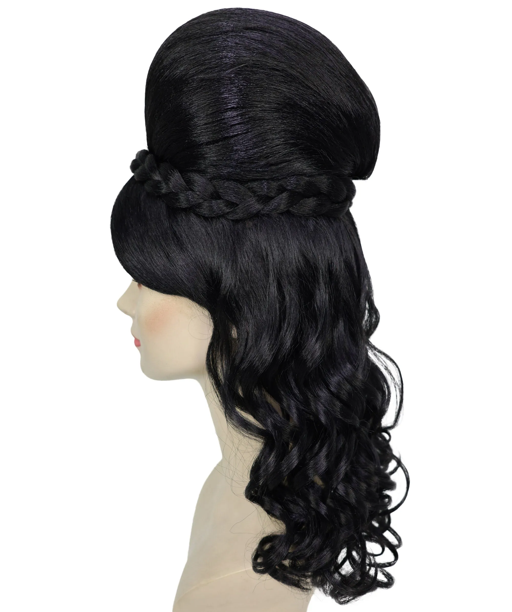 HPO Adult Women’s Victorian Multiple Color Options  Wig Updo with Bangs,   Breathable Capless Cap, Flame-retardant Synthetic Fiber