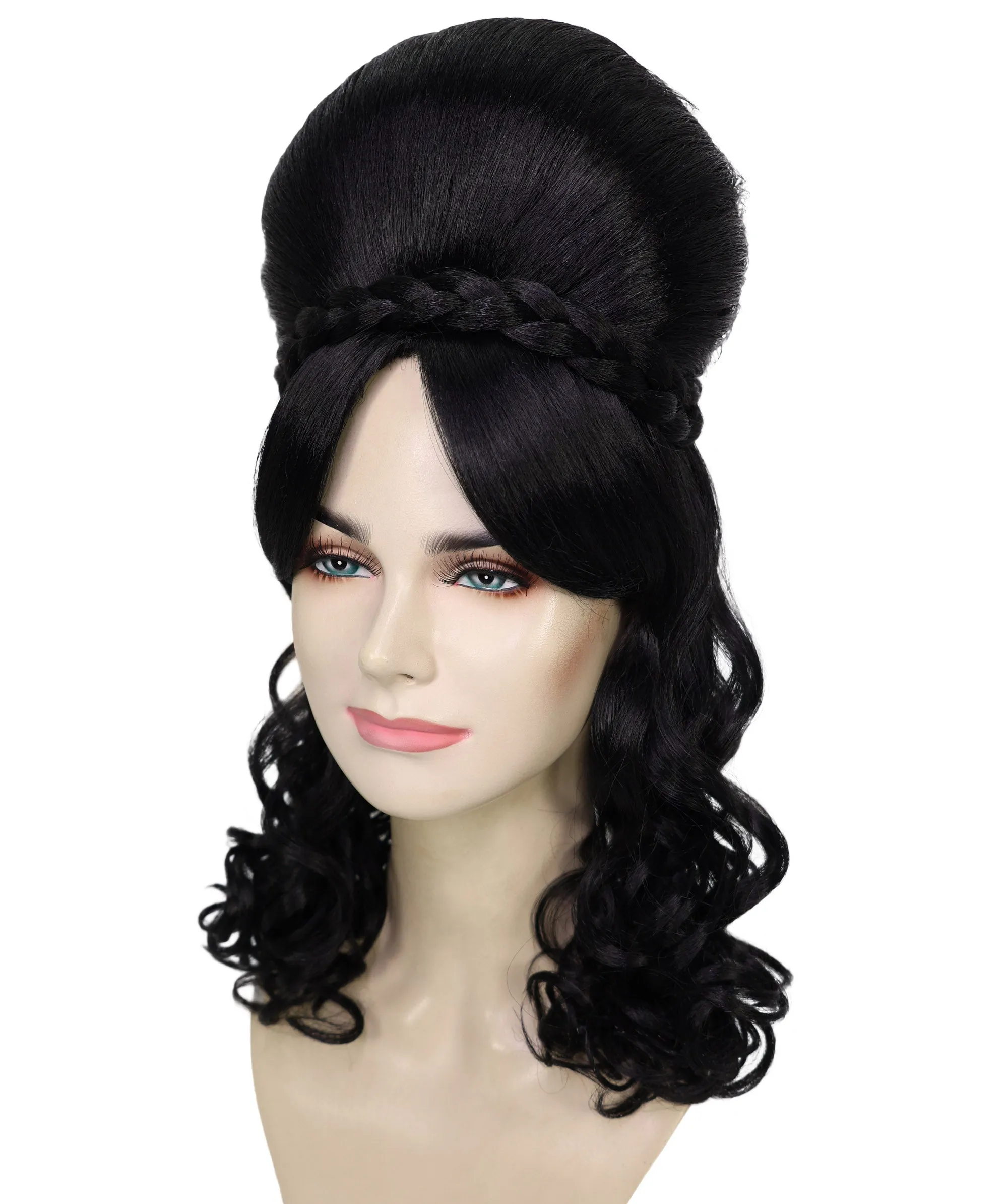 HPO Adult Women’s Victorian Multiple Color Options  Wig Updo with Bangs,   Breathable Capless Cap, Flame-retardant Synthetic Fiber