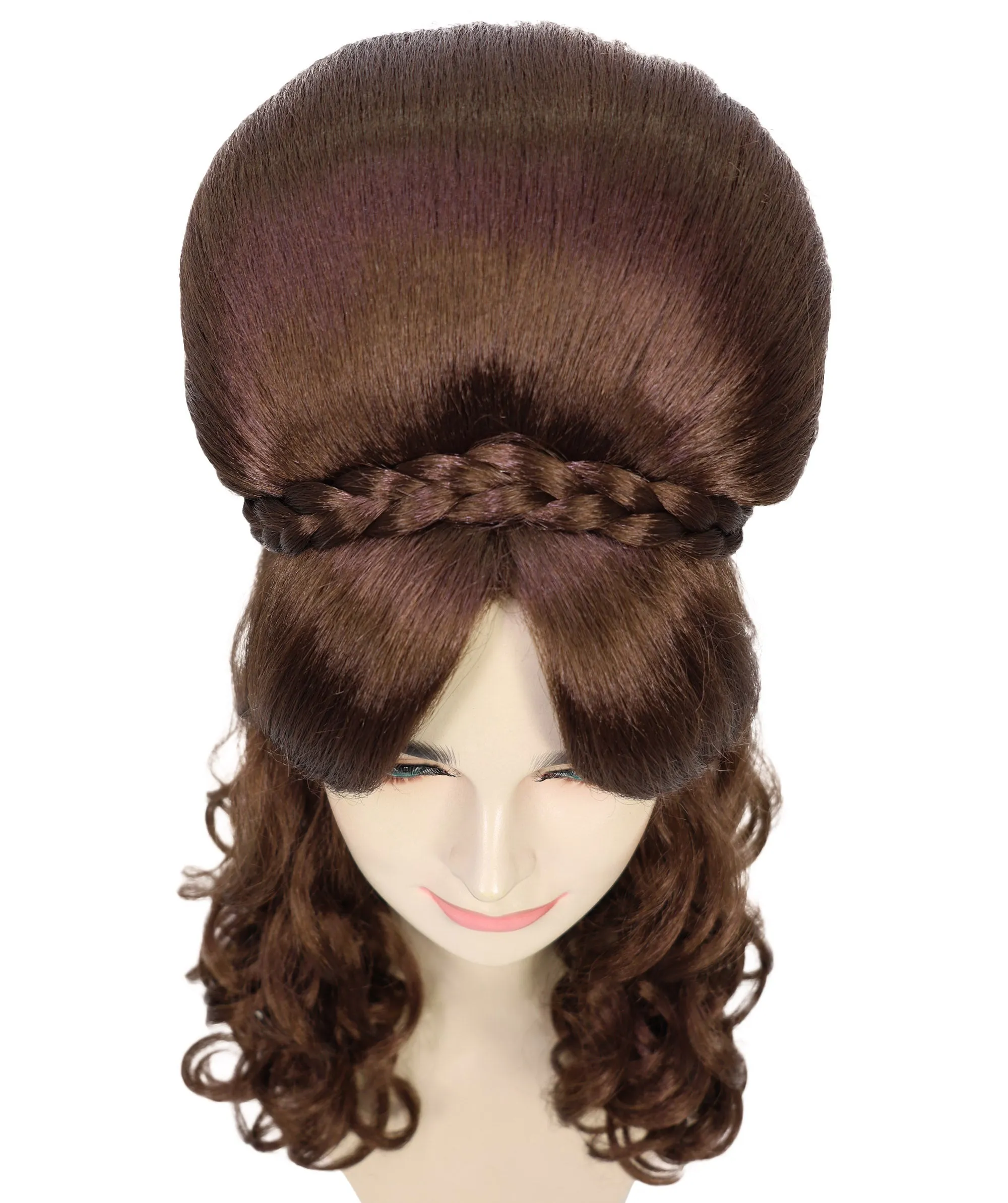 HPO Adult Women’s Victorian Multiple Color Options  Wig Updo with Bangs,   Breathable Capless Cap, Flame-retardant Synthetic Fiber