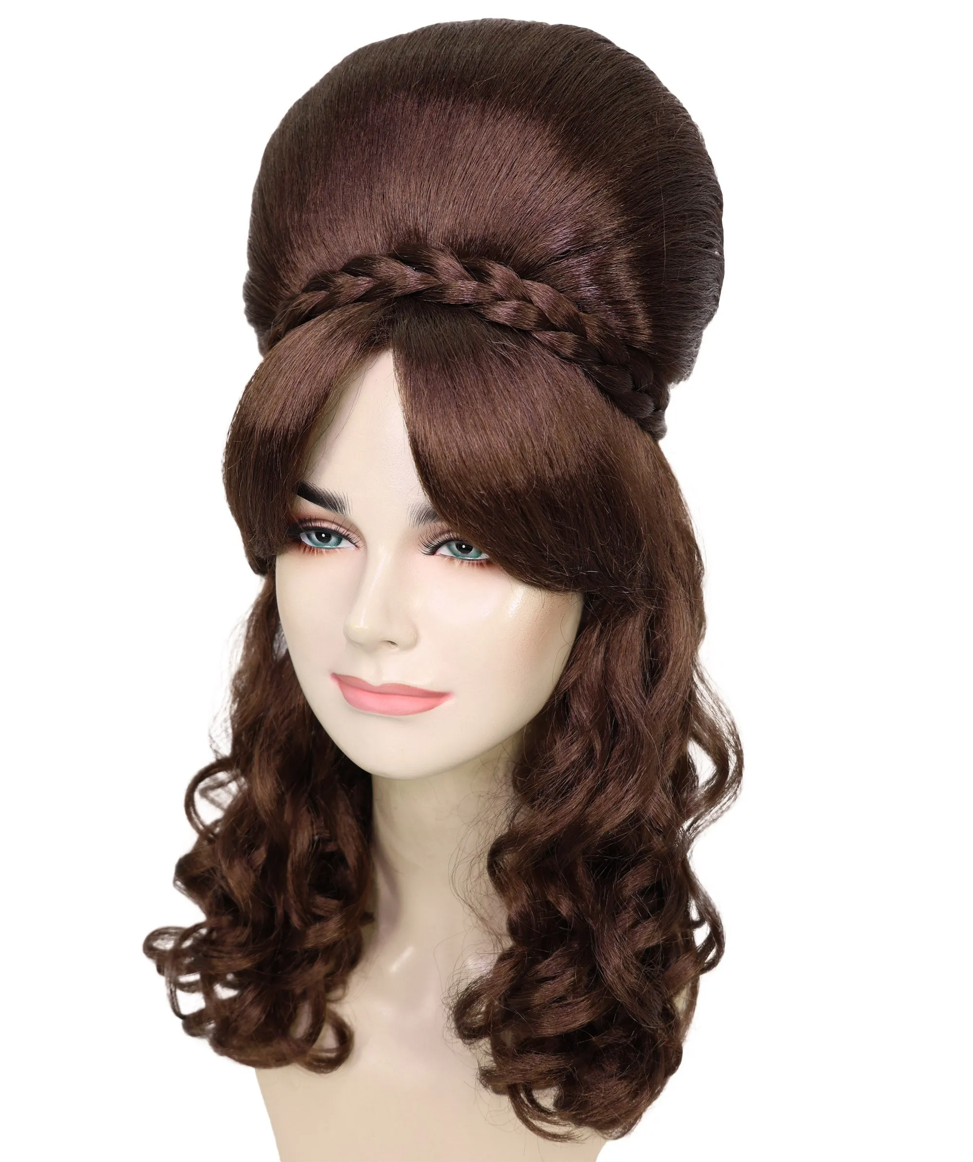 HPO Adult Women’s Victorian Multiple Color Options  Wig Updo with Bangs,   Breathable Capless Cap, Flame-retardant Synthetic Fiber