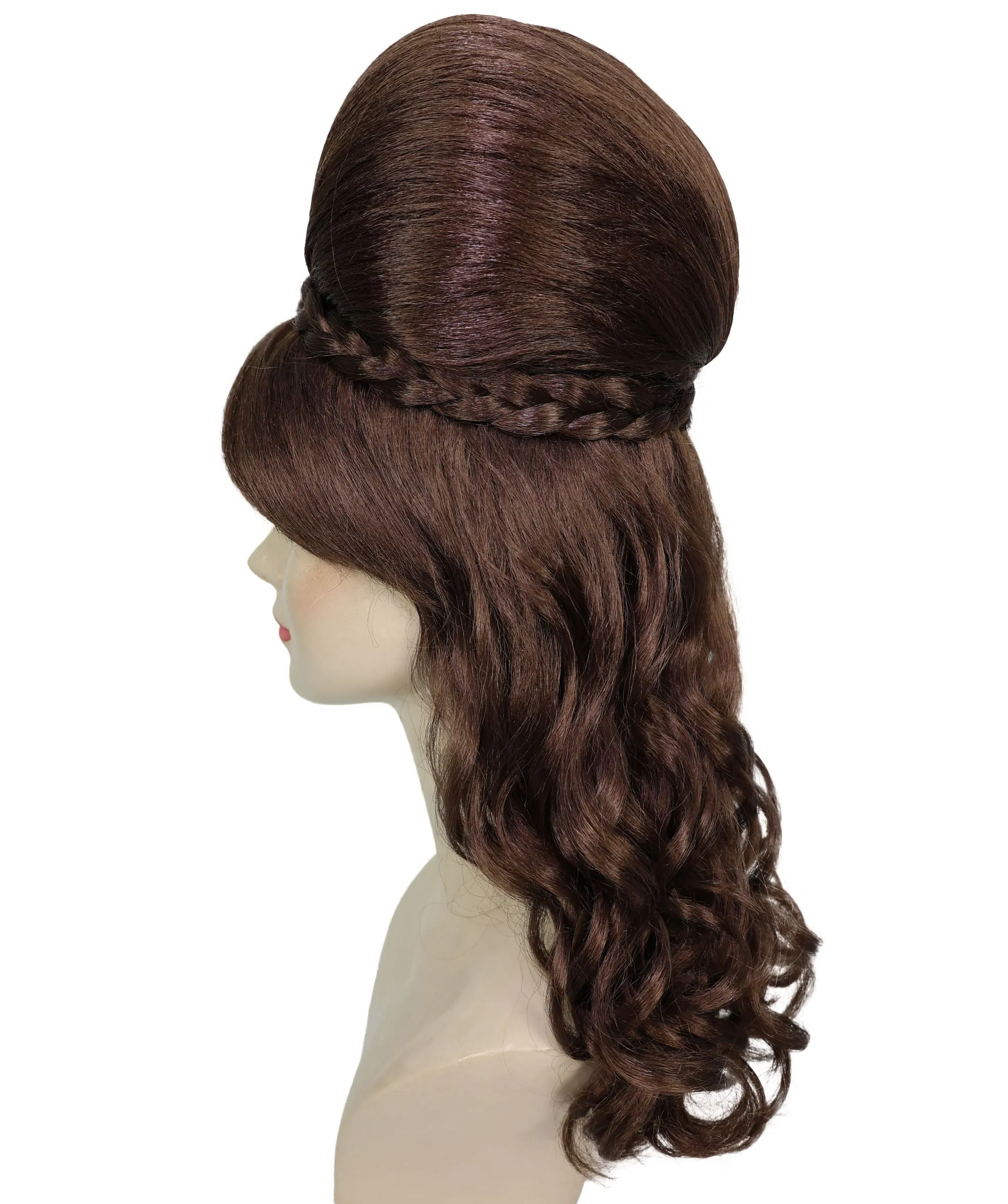 HPO Adult Women’s Victorian Multiple Color Options  Wig Updo with Bangs,   Breathable Capless Cap, Flame-retardant Synthetic Fiber