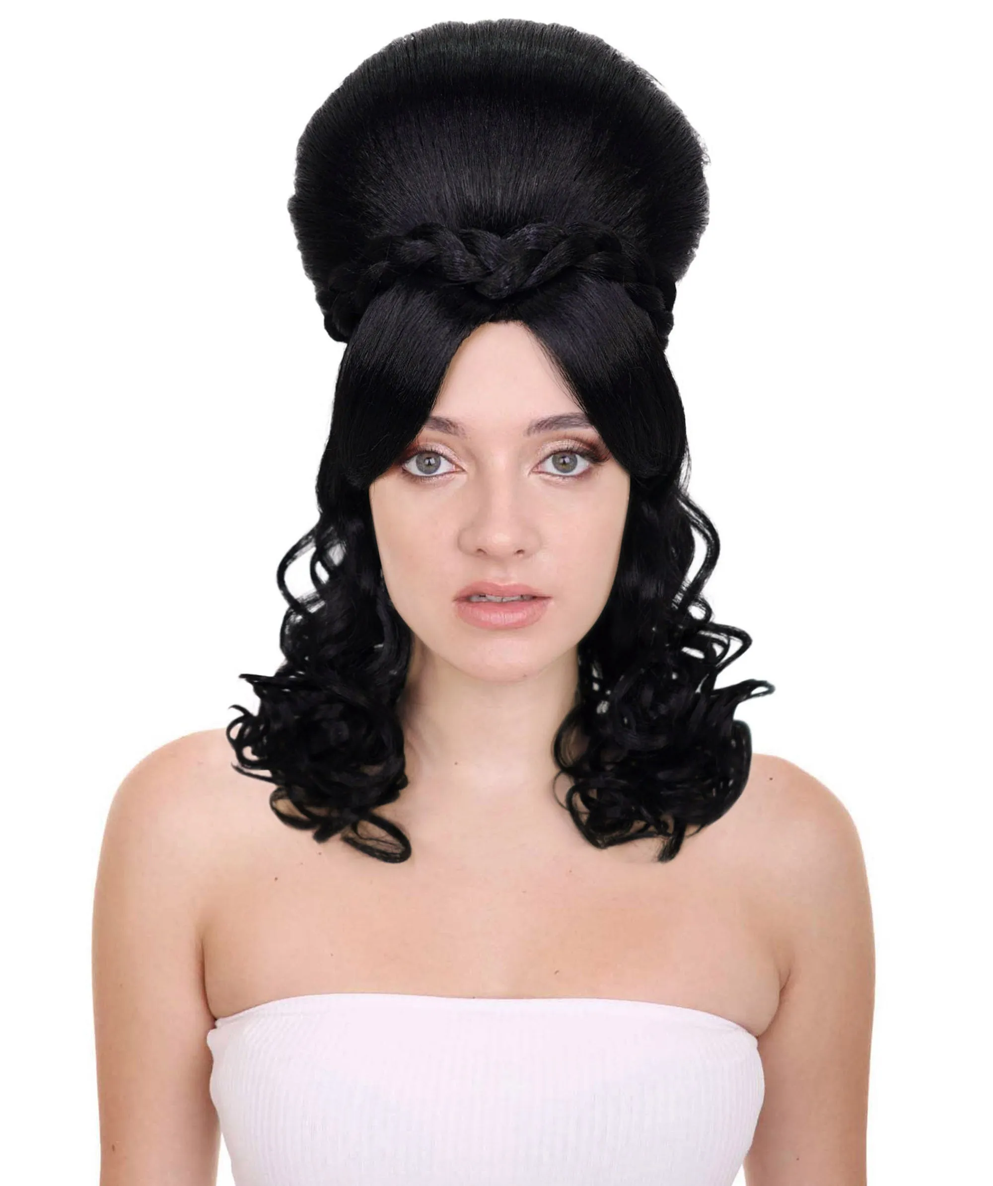 HPO Adult Women’s Victorian Multiple Color Options  Wig Updo with Bangs,   Breathable Capless Cap, Flame-retardant Synthetic Fiber