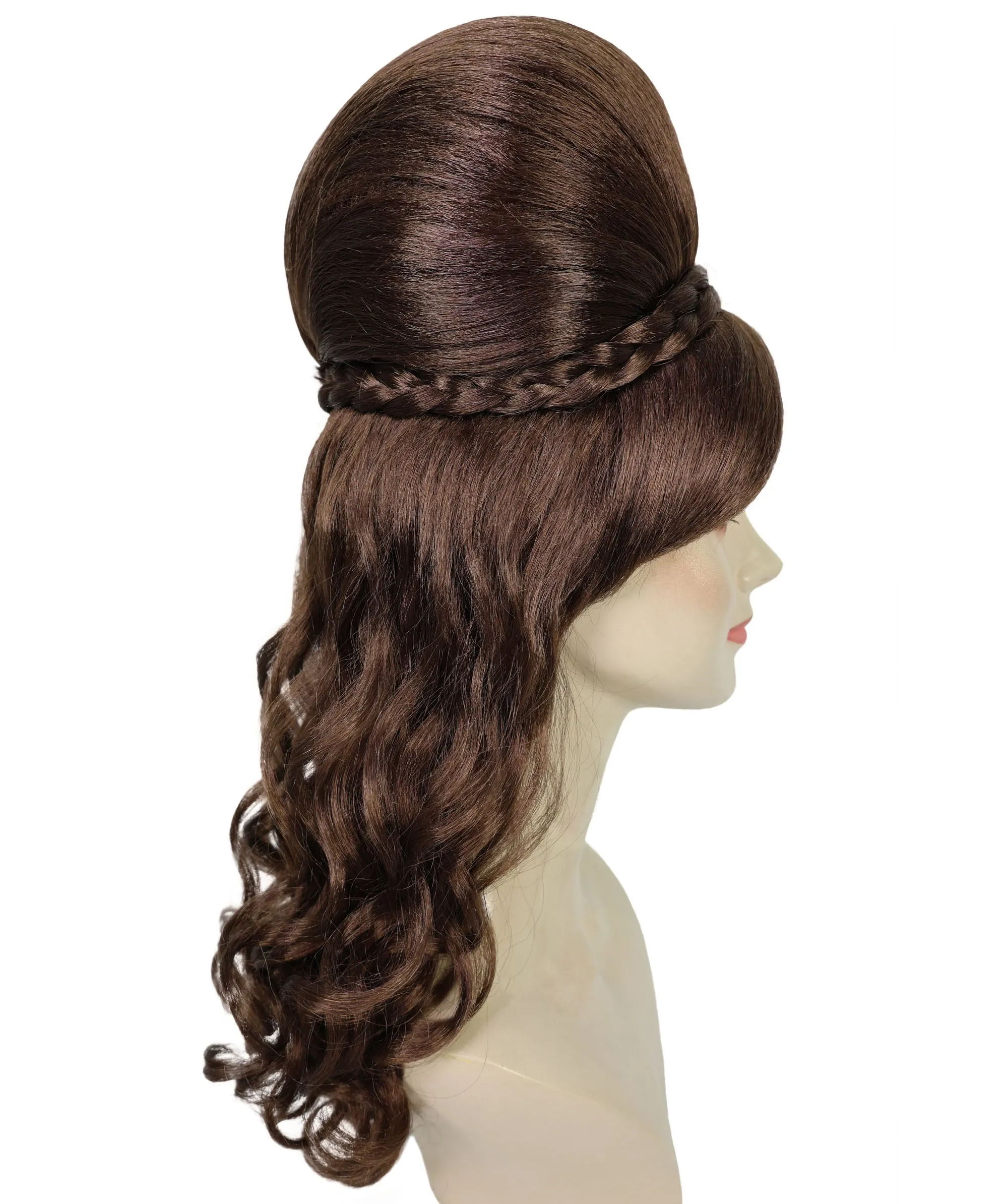 HPO Adult Women’s Victorian Multiple Color Options  Wig Updo with Bangs,   Breathable Capless Cap, Flame-retardant Synthetic Fiber