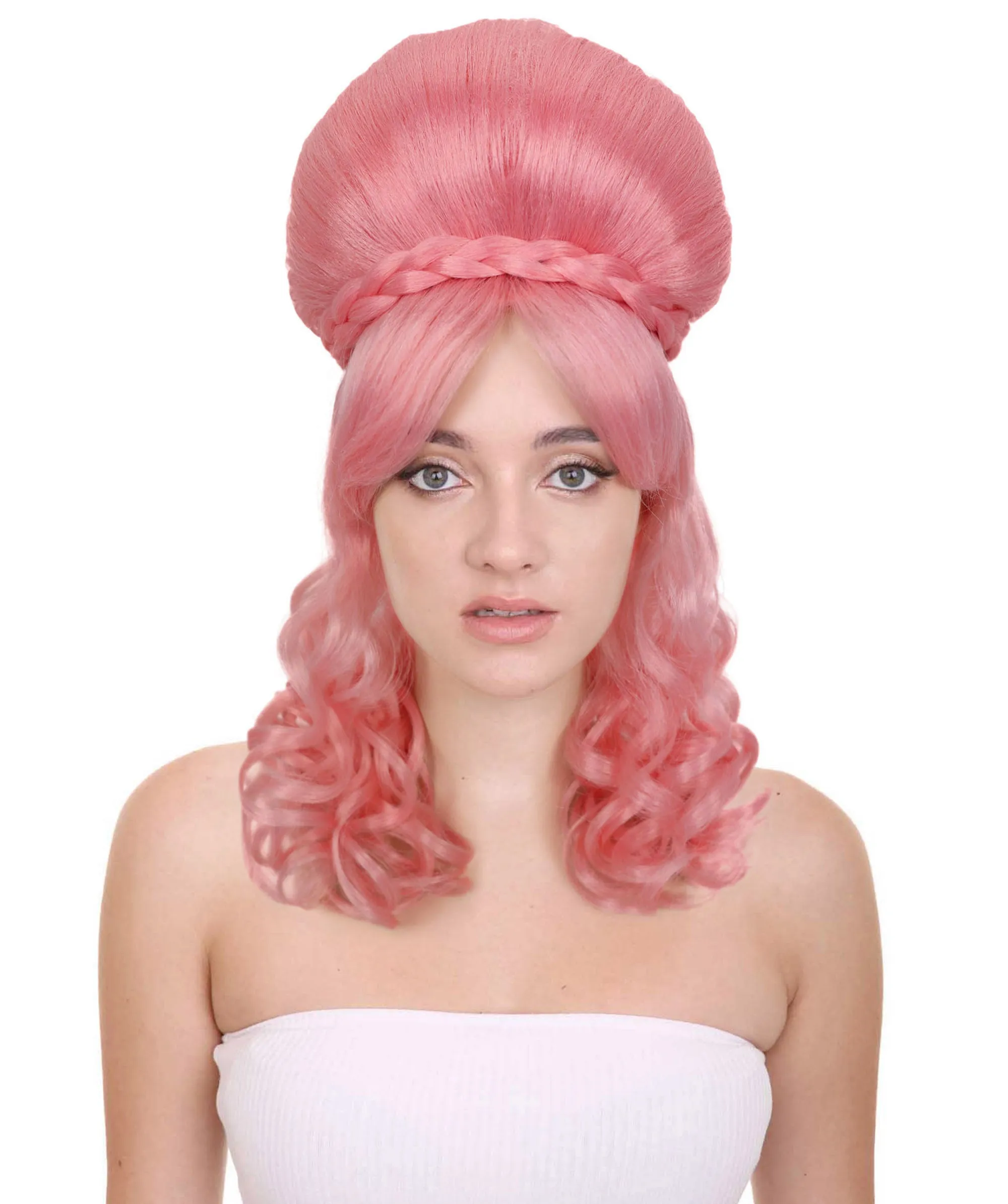HPO Adult Women’s Victorian Multiple Color Options  Wig Updo with Bangs,   Breathable Capless Cap, Flame-retardant Synthetic Fiber