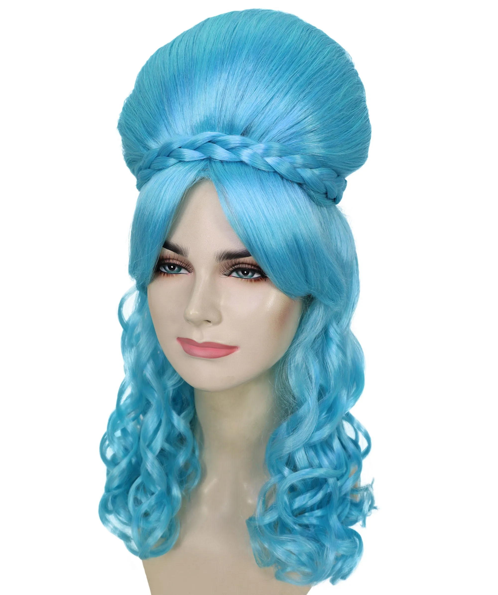 HPO Adult Women’s Victorian Multiple Color Options  Wig Updo with Bangs,   Breathable Capless Cap, Flame-retardant Synthetic Fiber