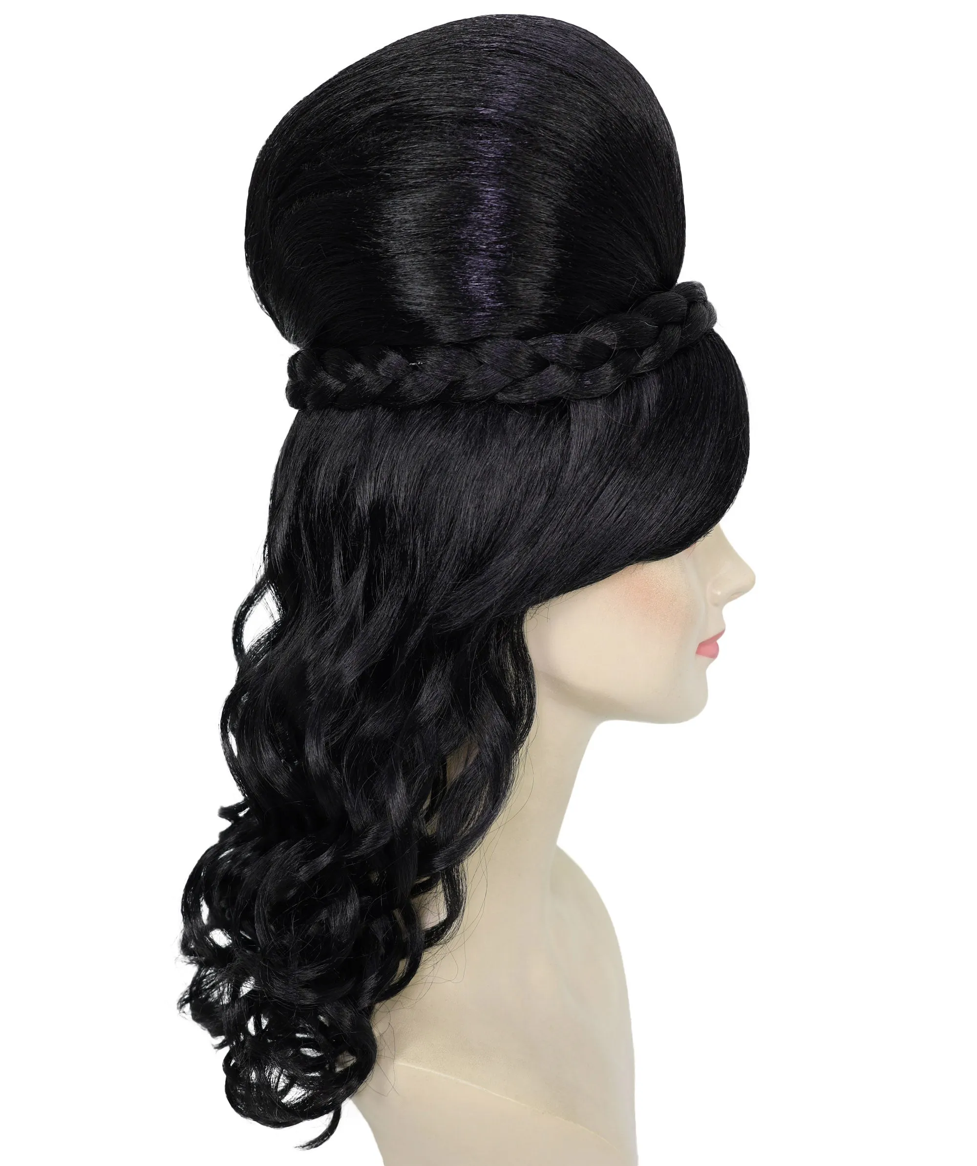 HPO Adult Women’s Victorian Multiple Color Options  Wig Updo with Bangs,   Breathable Capless Cap, Flame-retardant Synthetic Fiber
