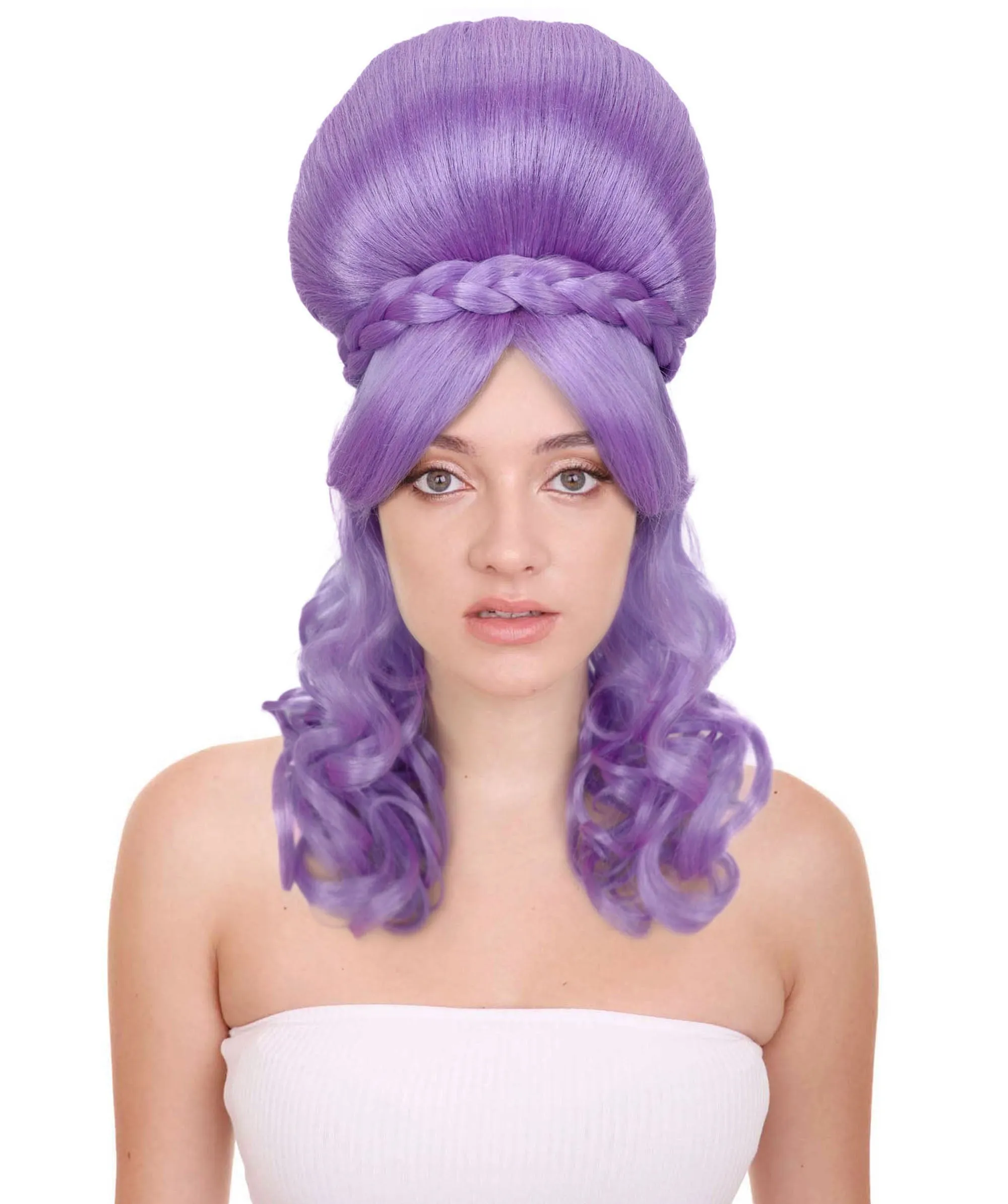 HPO Adult Women’s Victorian Multiple Color Options  Wig Updo with Bangs,   Breathable Capless Cap, Flame-retardant Synthetic Fiber
