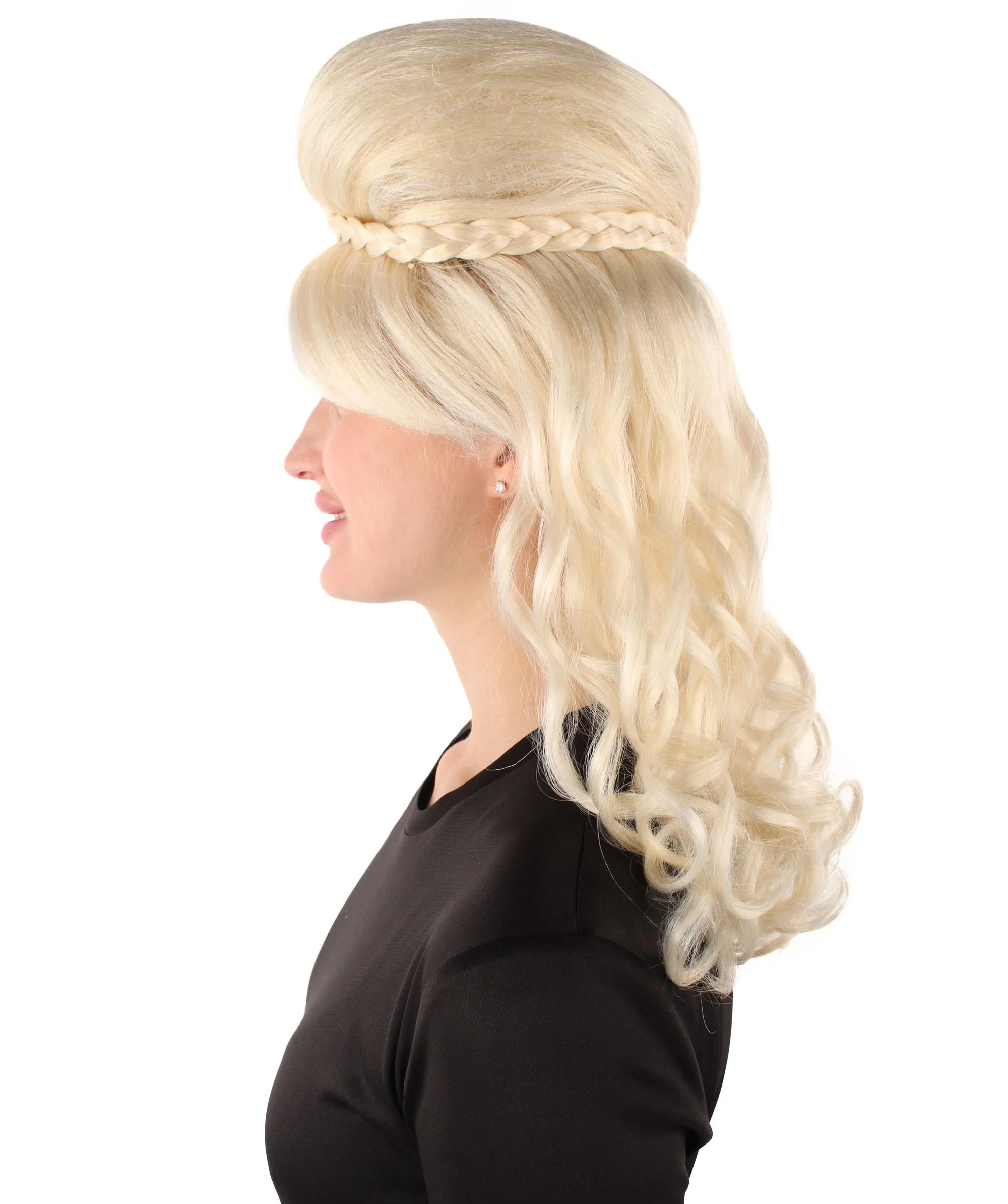 HPO Adult Women’s Victorian Multiple Color Options  Wig Updo with Bangs,   Breathable Capless Cap, Flame-retardant Synthetic Fiber