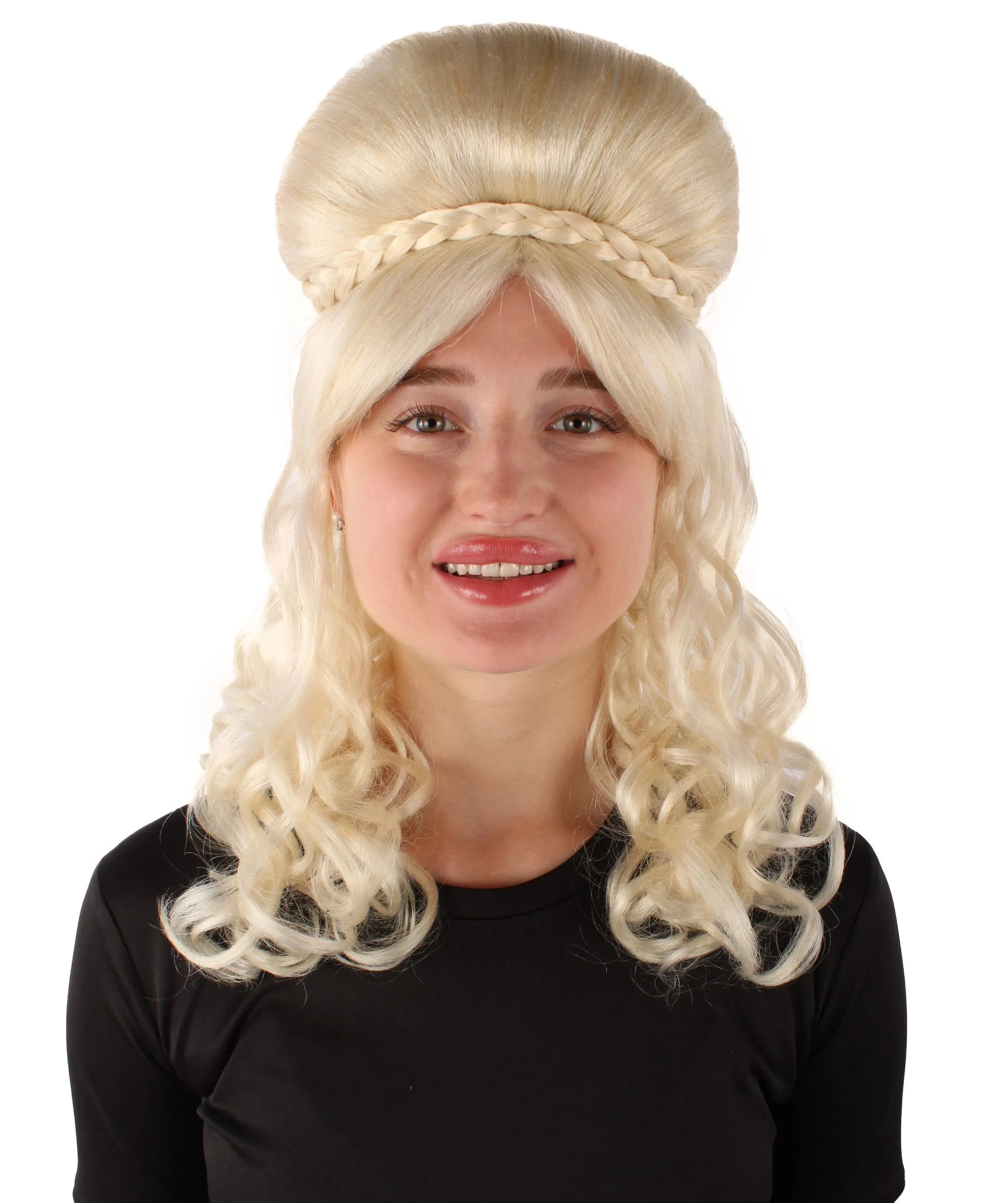HPO Adult Women’s Victorian Multiple Color Options  Wig Updo with Bangs,   Breathable Capless Cap, Flame-retardant Synthetic Fiber