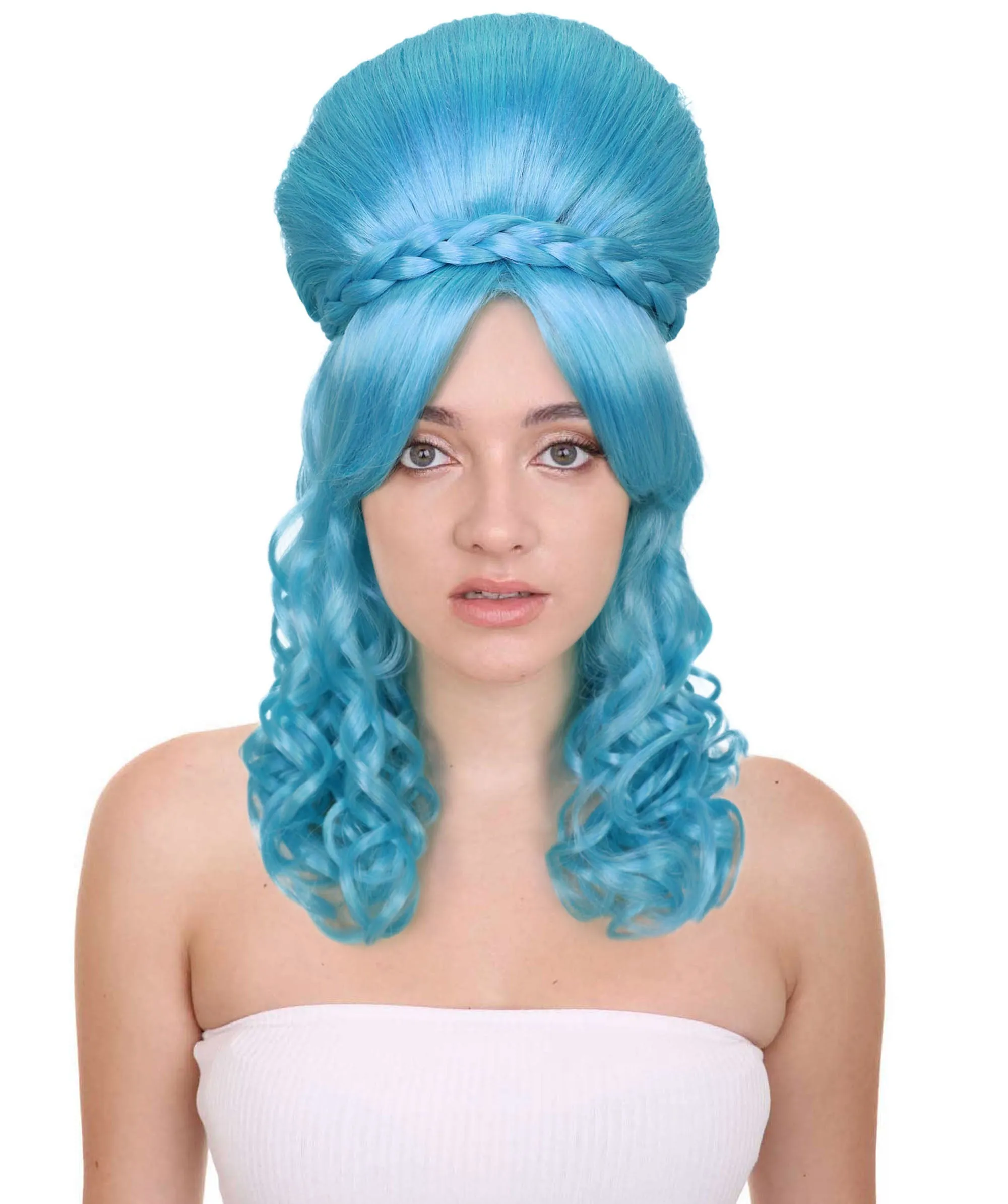 HPO Adult Women’s Victorian Multiple Color Options  Wig Updo with Bangs,   Breathable Capless Cap, Flame-retardant Synthetic Fiber