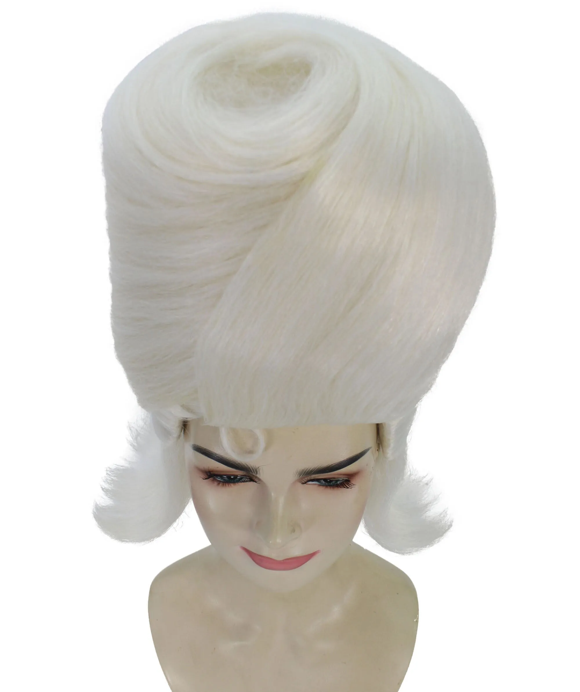 HPO Adult Women's White Drag Queen Beehive Wig for Cosplay