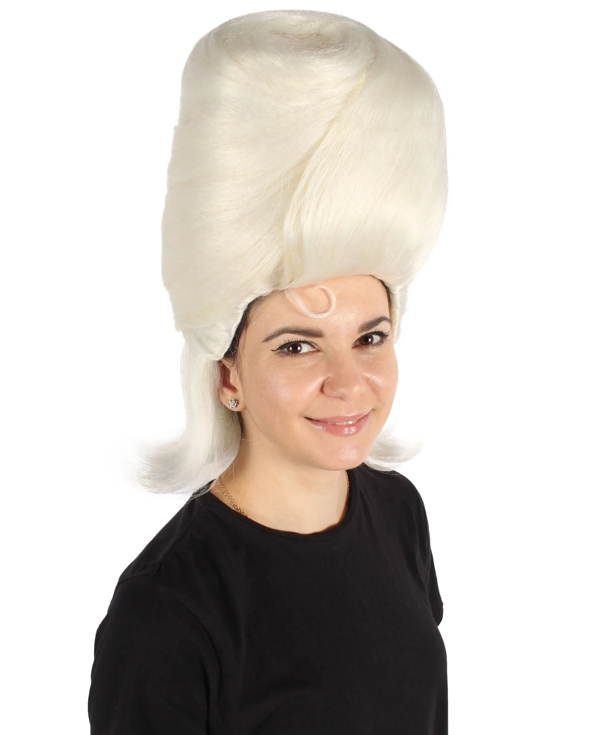 HPO Adult Women's White Drag Queen Beehive Wig for Cosplay