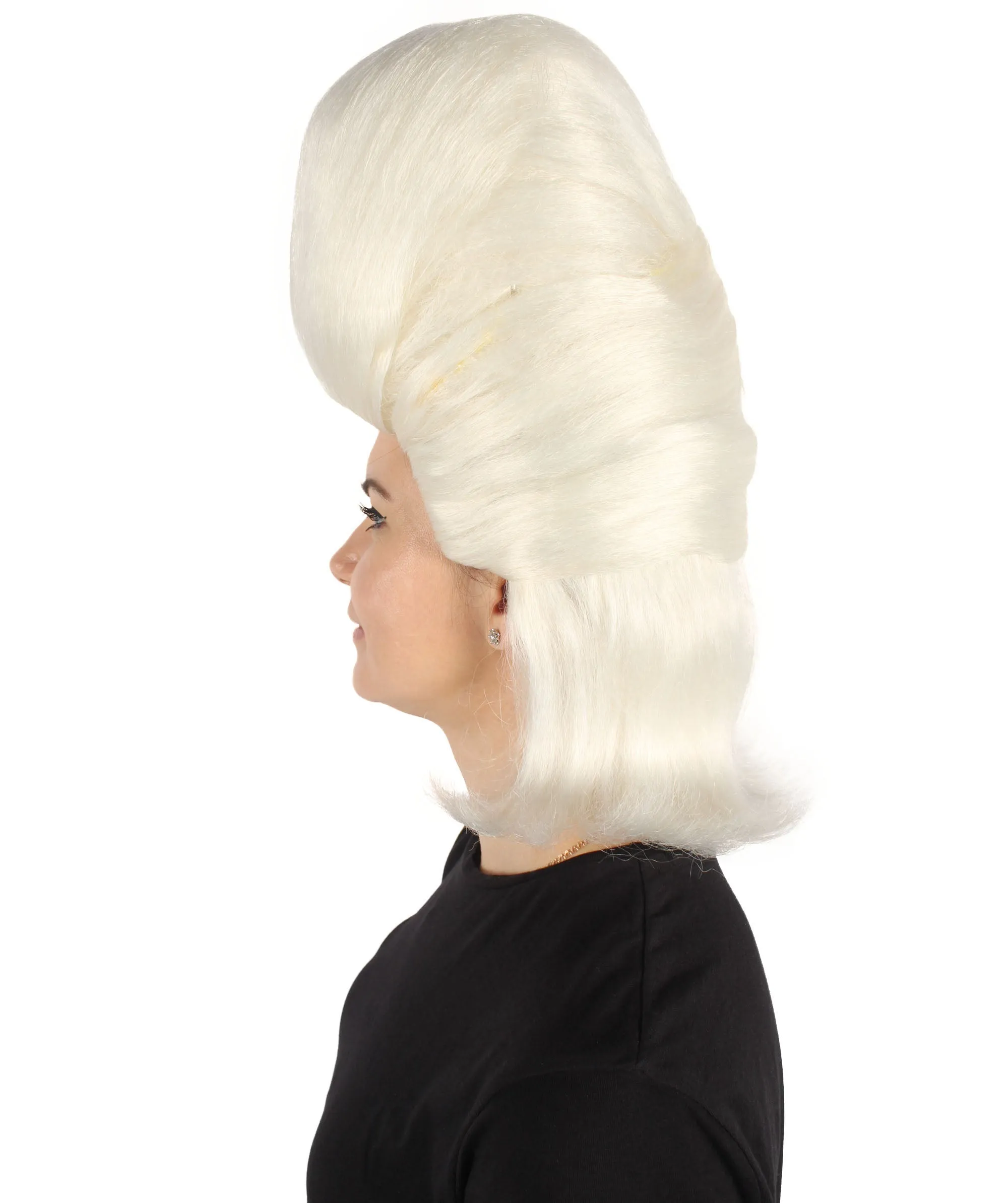 HPO Adult Women's White Drag Queen Beehive Wig for Cosplay