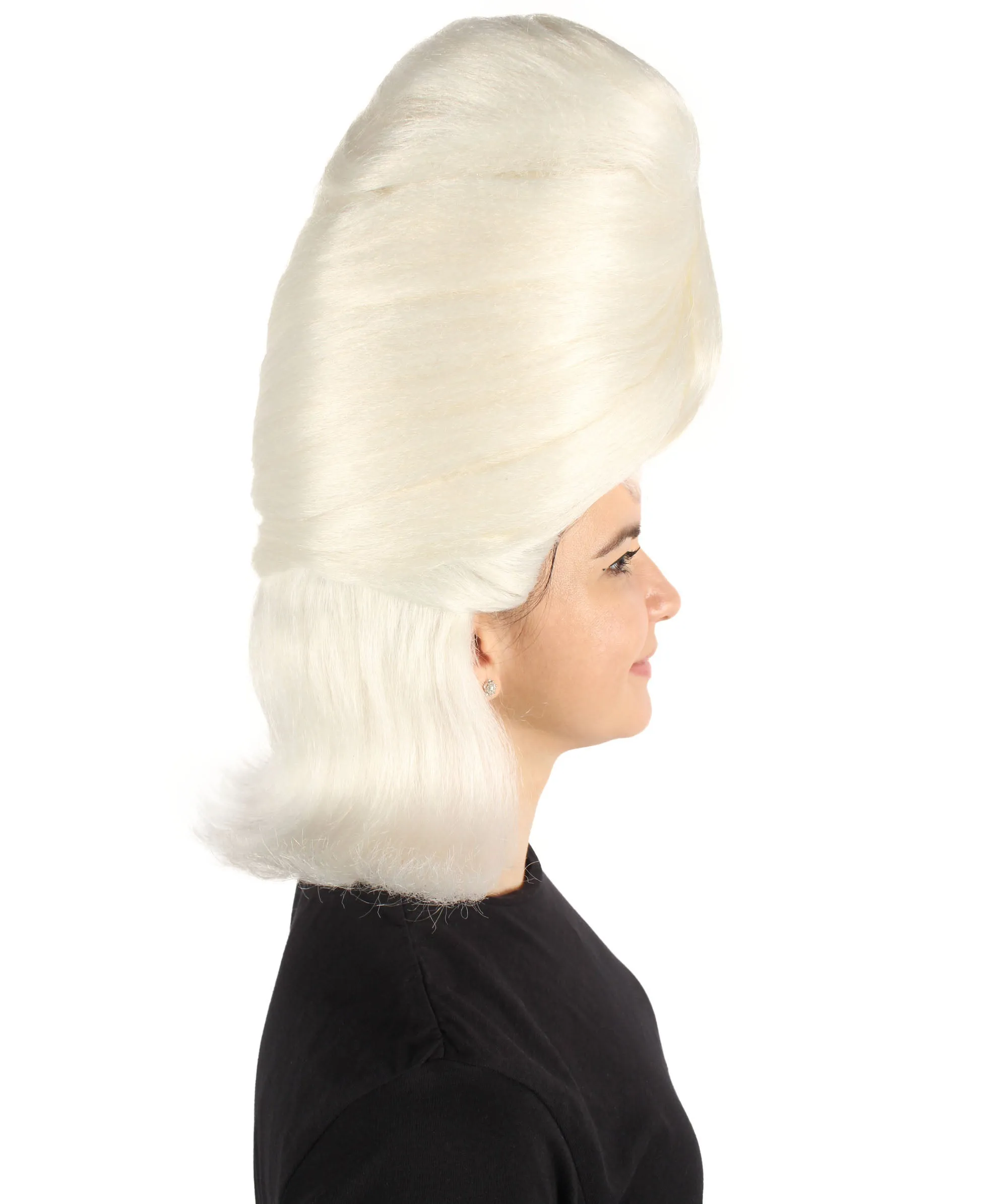HPO Adult Women's White Drag Queen Beehive Wig for Cosplay