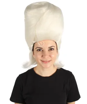 HPO Adult Women's White Drag Queen Beehive Wig for Cosplay