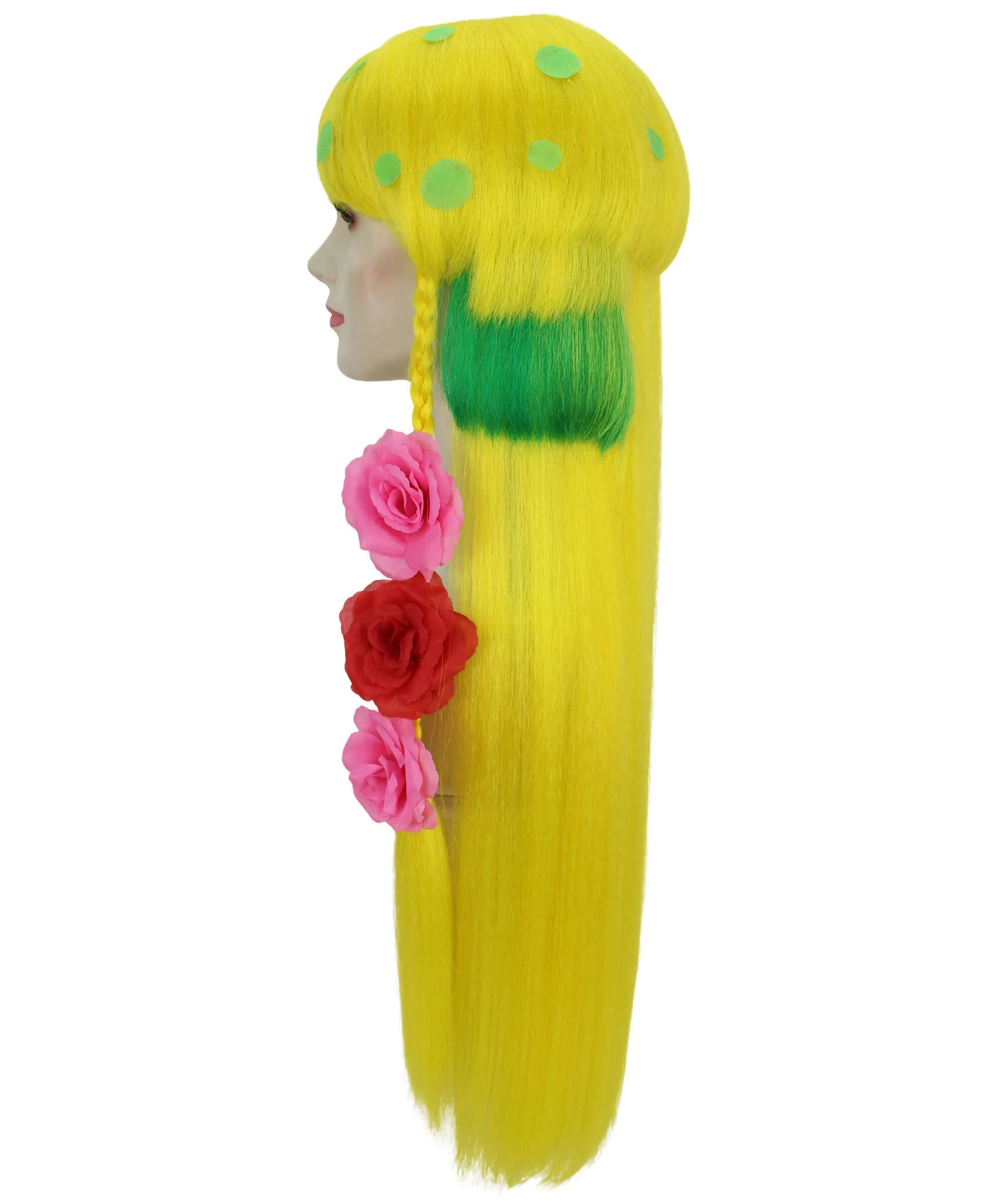 HPO Adult Women's Yellow & Green Sea Cartoon Long Bob Wig I Cosplay Wig I Flame-retardant Synthetic Fiber