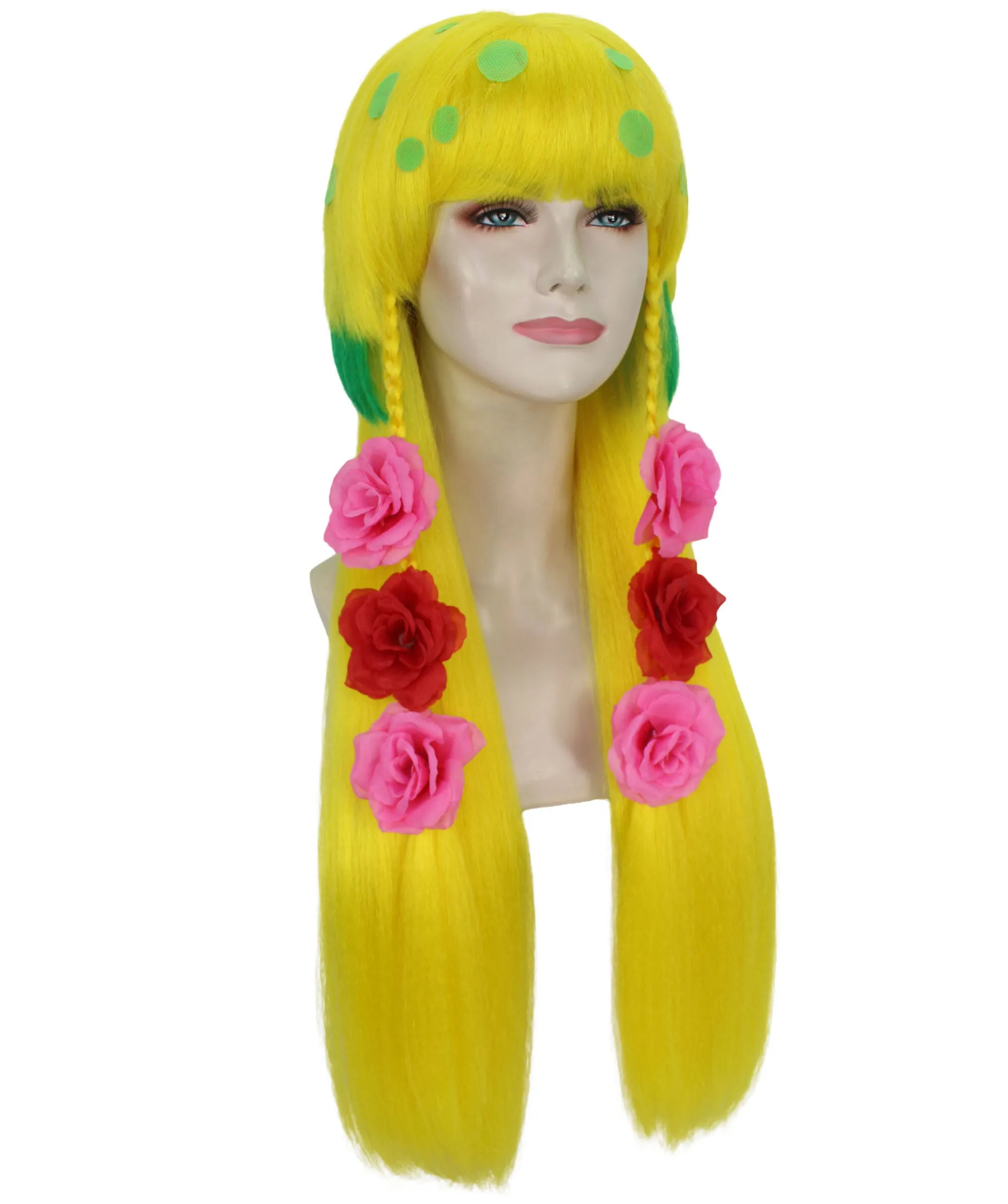 HPO Adult Women's Yellow & Green Sea Cartoon Long Bob Wig I Cosplay Wig I Flame-retardant Synthetic Fiber
