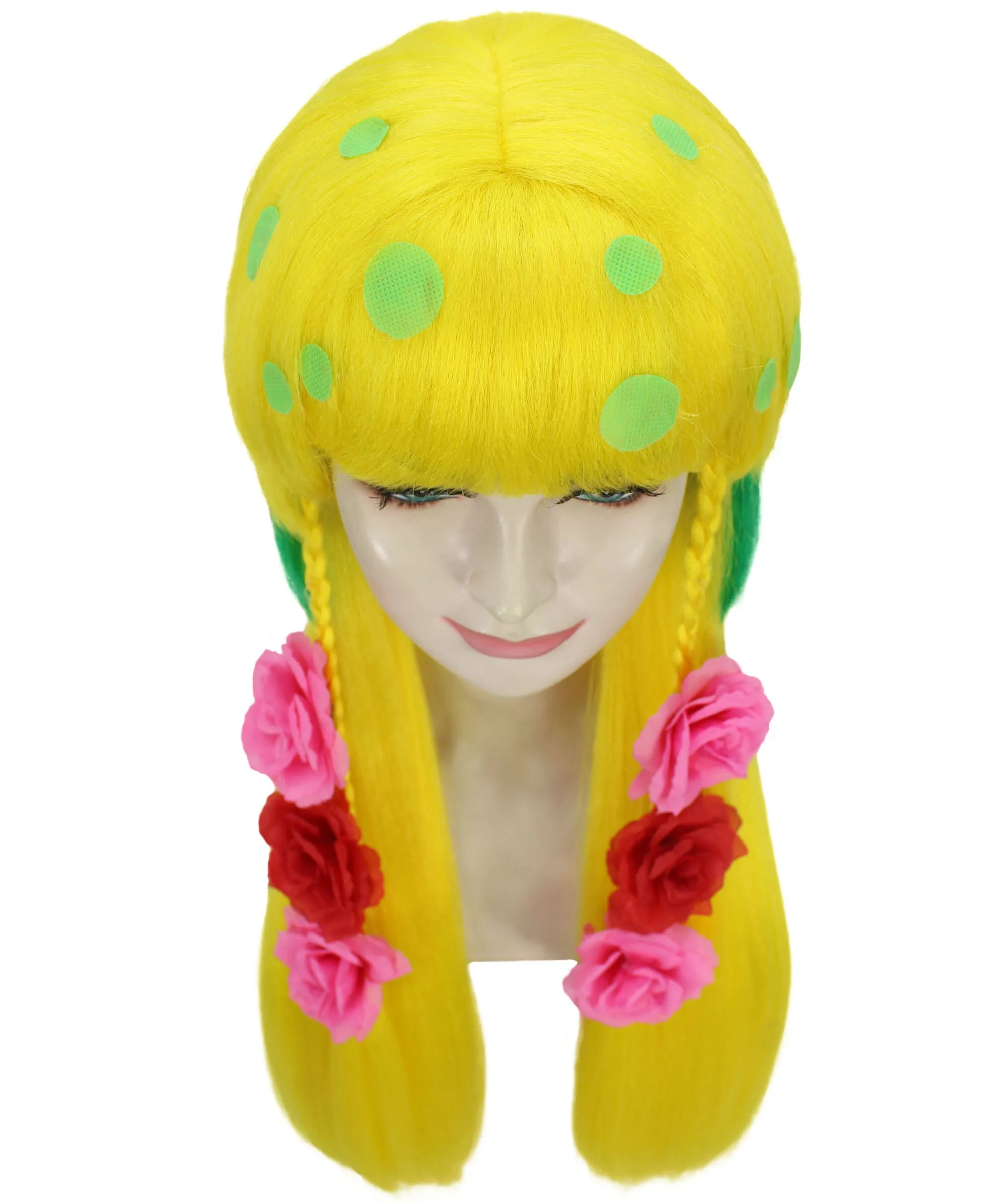HPO Adult Women's Yellow & Green Sea Cartoon Long Bob Wig I Cosplay Wig I Flame-retardant Synthetic Fiber