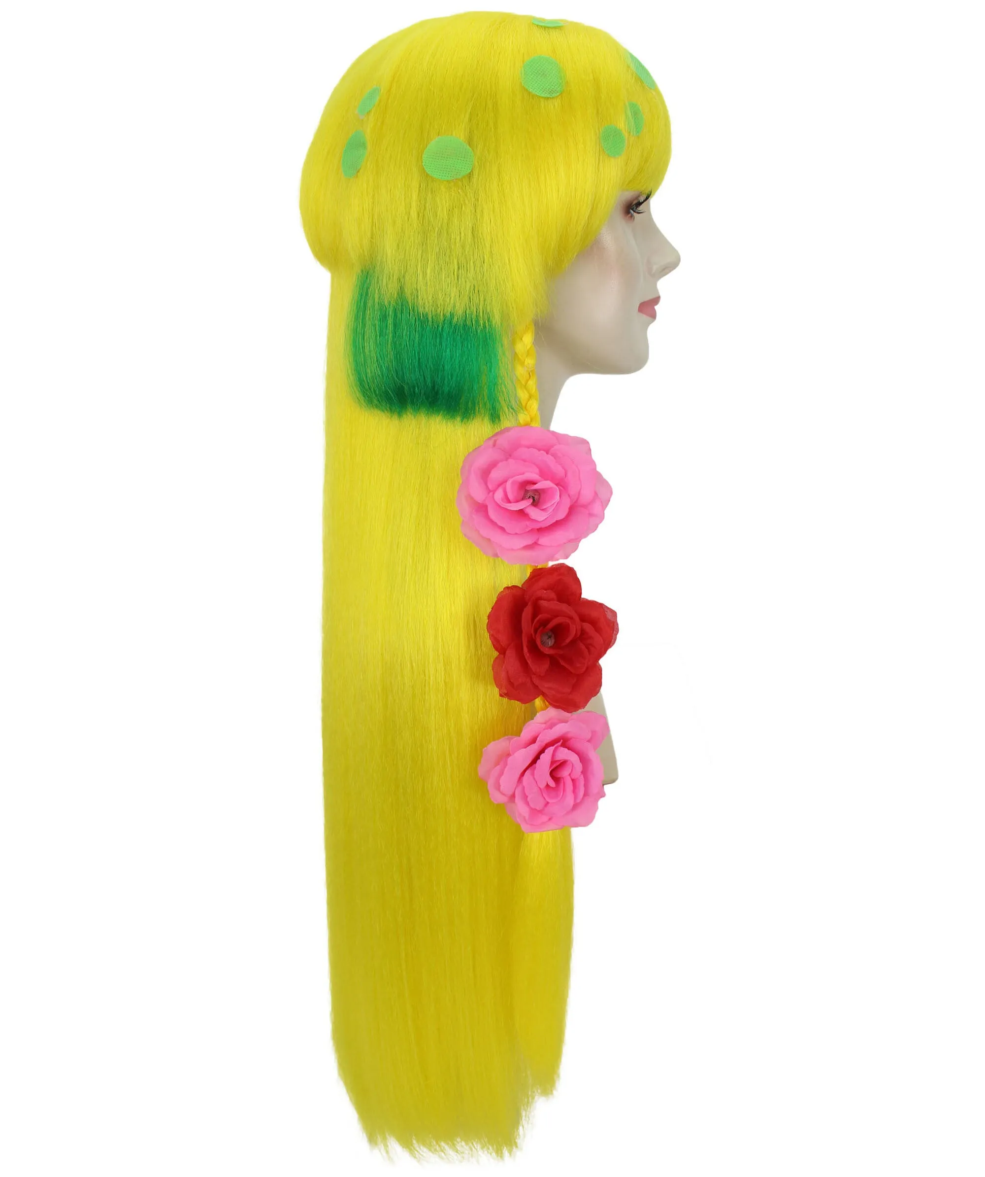 HPO Adult Women's Yellow & Green Sea Cartoon Long Bob Wig I Cosplay Wig I Flame-retardant Synthetic Fiber