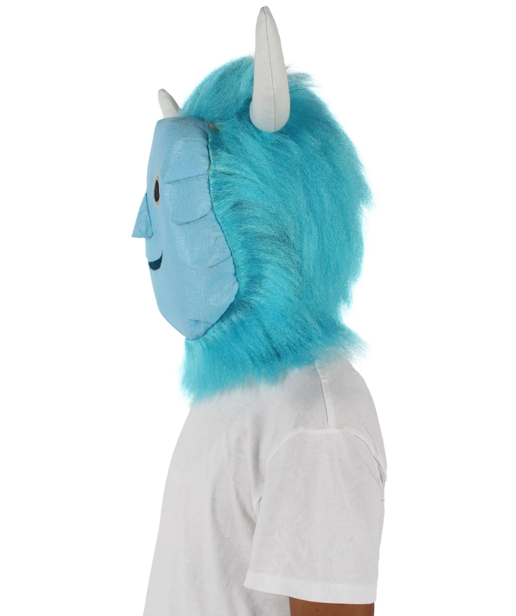 HPO Blue and Pink Scare Monster Wig with Mask  - Long Synthetic Fibers