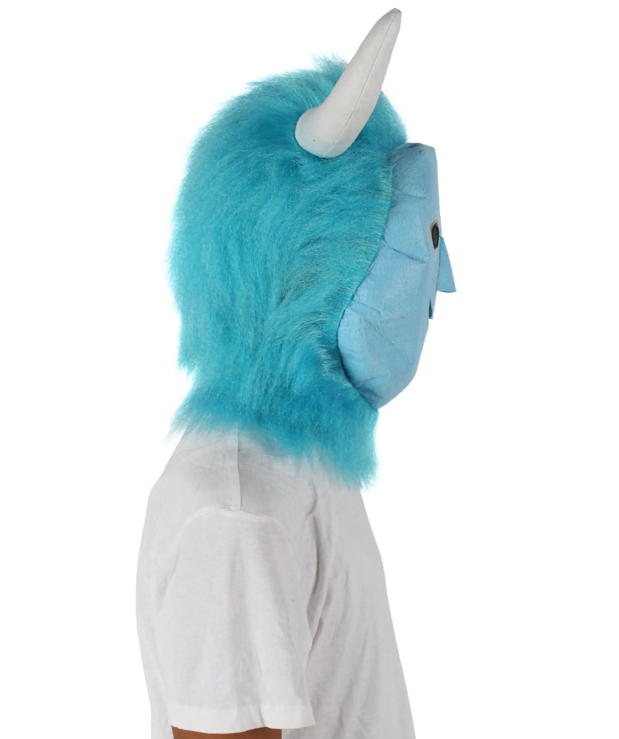 HPO Blue and Pink Scare Monster Wig with Mask  - Long Synthetic Fibers