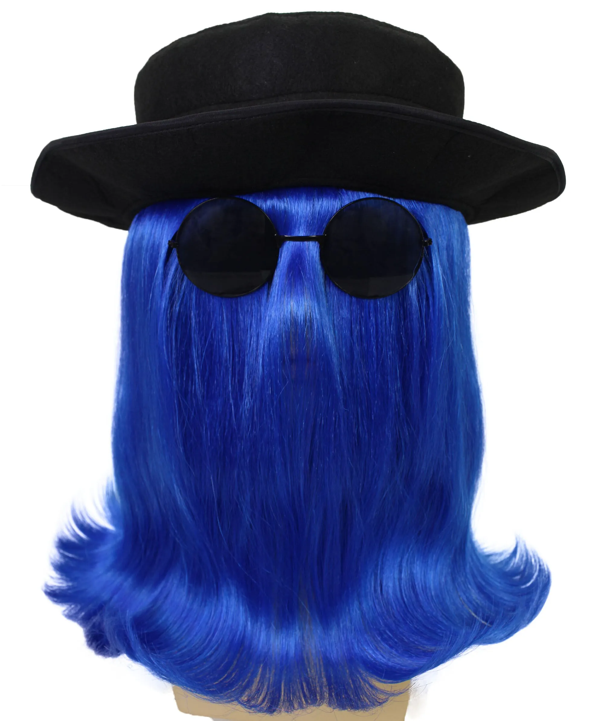 HPO |  Cousin Creature Wig | Shoulder Length Wig with Hat and Glasses, Halloween Wig (Multiple Color Option)