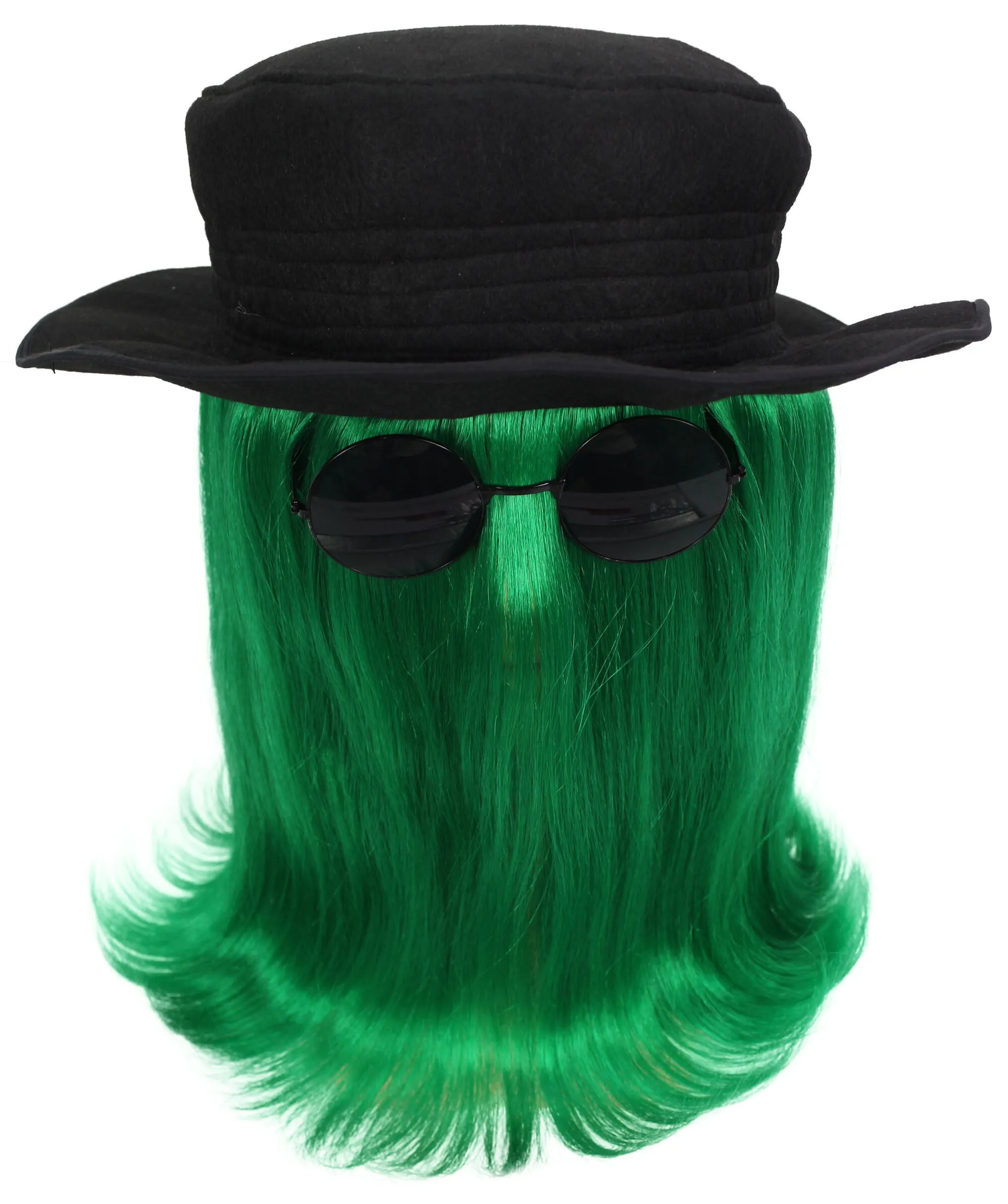 HPO |  Cousin Creature Wig | Shoulder Length Wig with Hat and Glasses, Halloween Wig (Multiple Color Option)