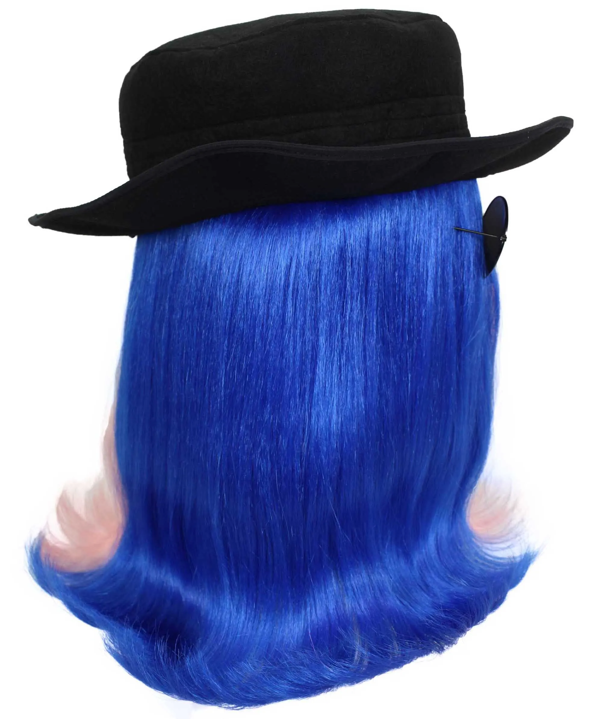 HPO |  Cousin Creature Wig | Shoulder Length Wig with Hat and Glasses, Halloween Wig (Multiple Color Option)