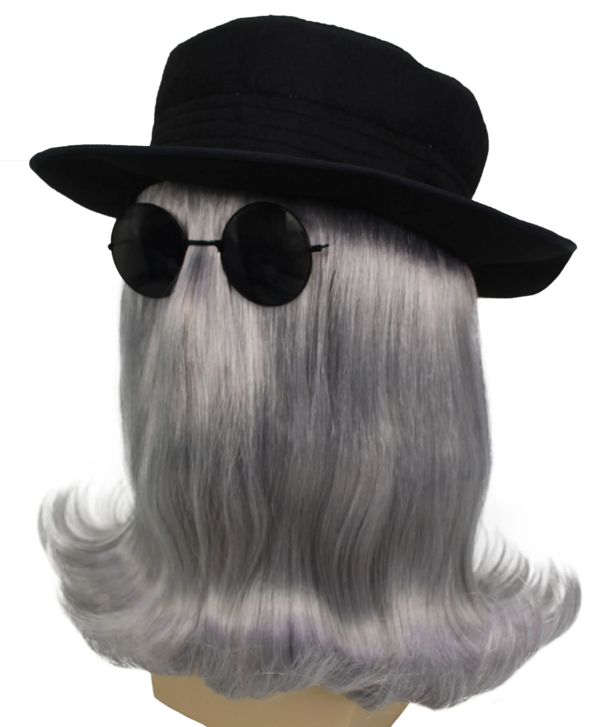 HPO |  Cousin Creature Wig | Shoulder Length Wig with Hat and Glasses, Halloween Wig (Multiple Color Option)