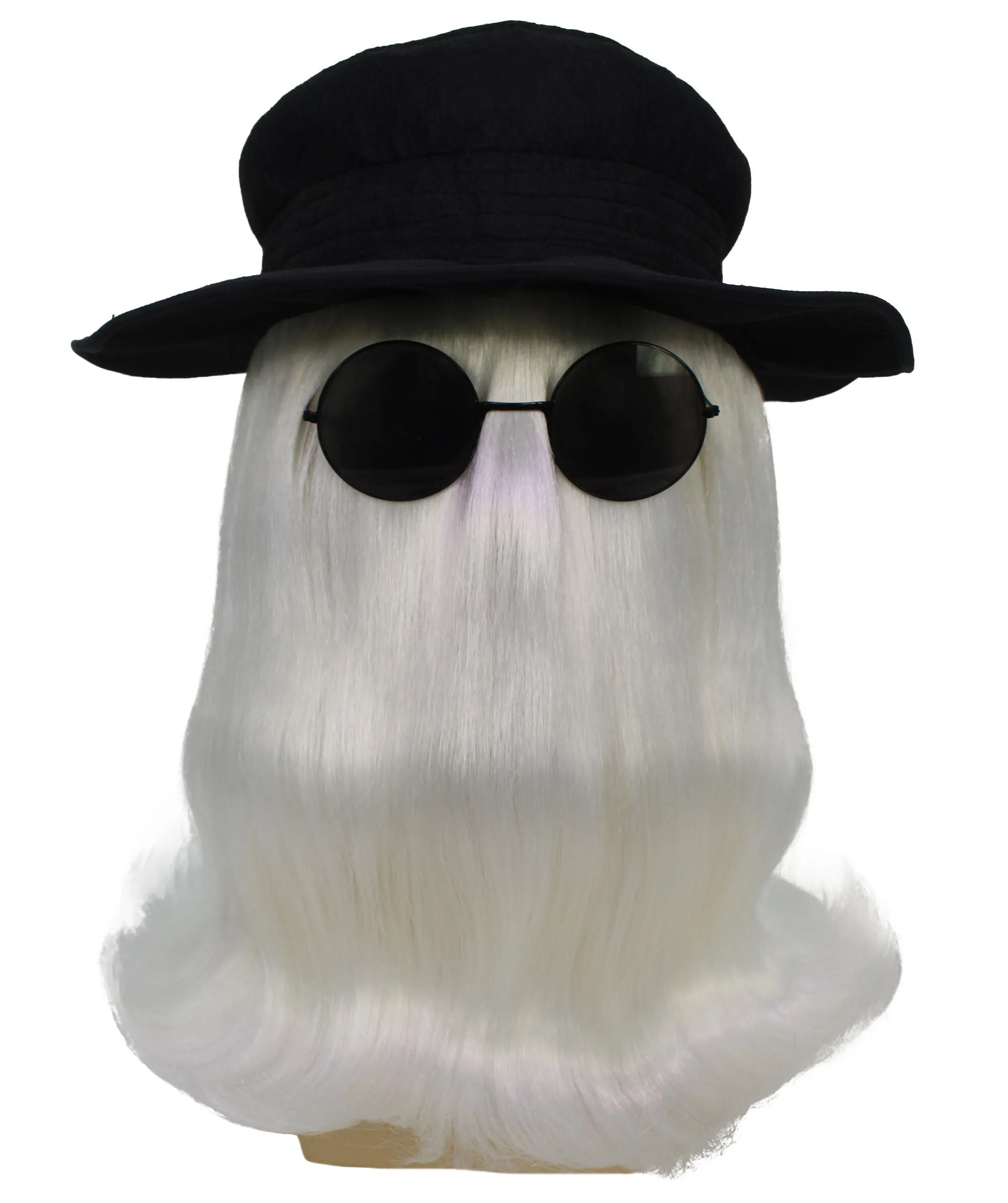HPO |  Cousin Creature Wig | Shoulder Length Wig with Hat and Glasses, Halloween Wig (Multiple Color Option)