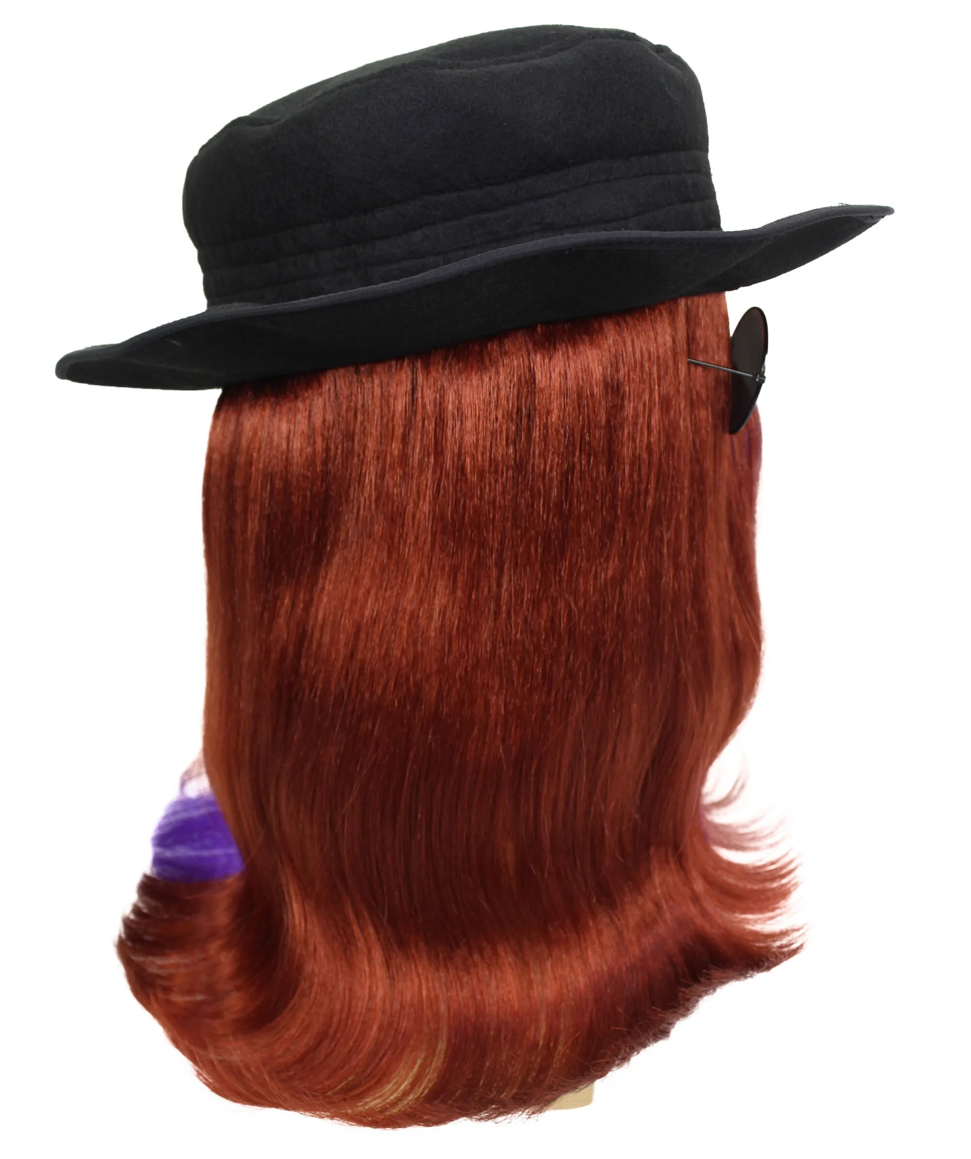 HPO |  Cousin Creature Wig | Shoulder Length Wig with Hat and Glasses, Halloween Wig (Multiple Color Option)