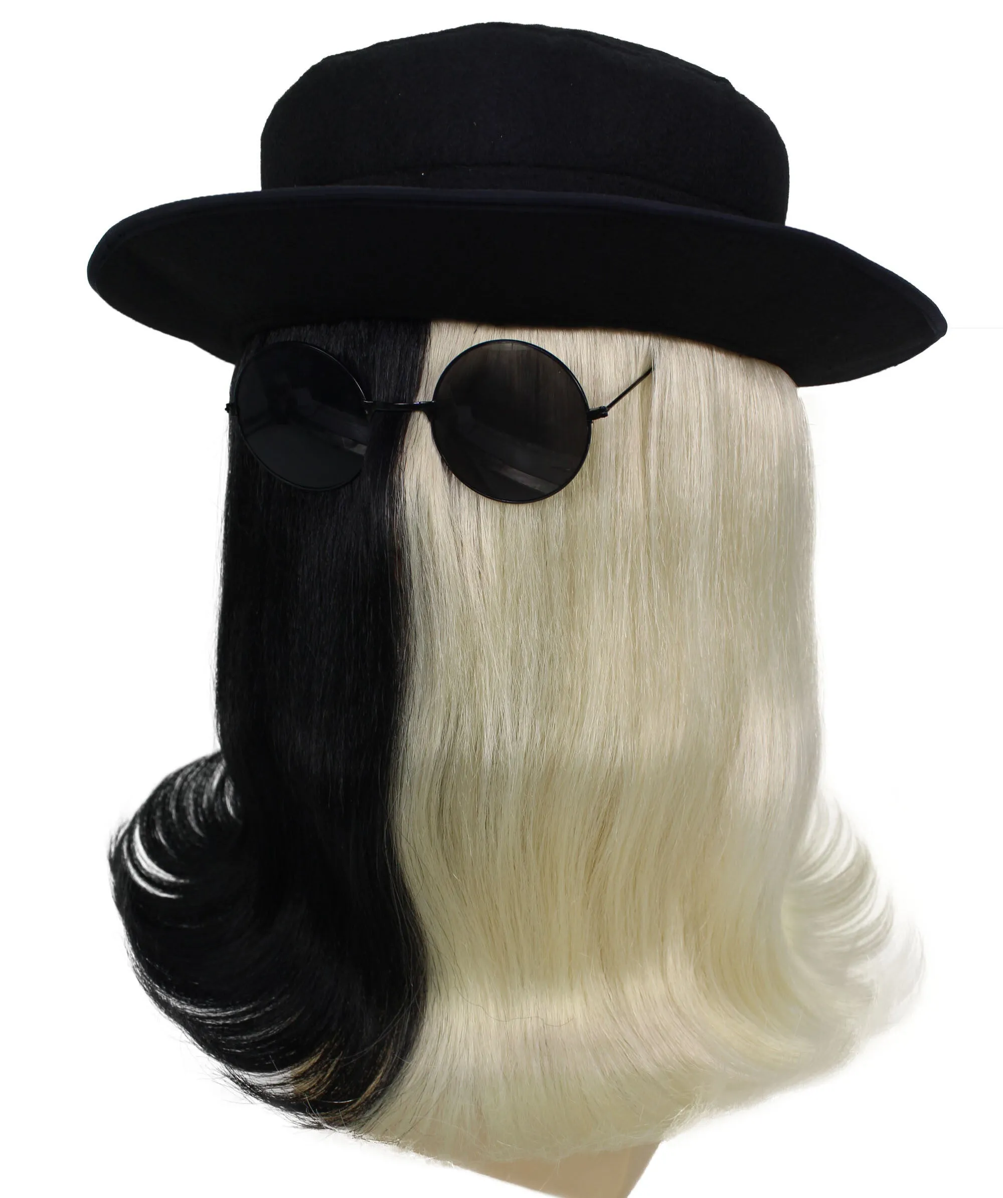 HPO |  Cousin Creature Wig | Shoulder Length Wig with Hat and Glasses, Halloween Wig (Multiple Color Option)