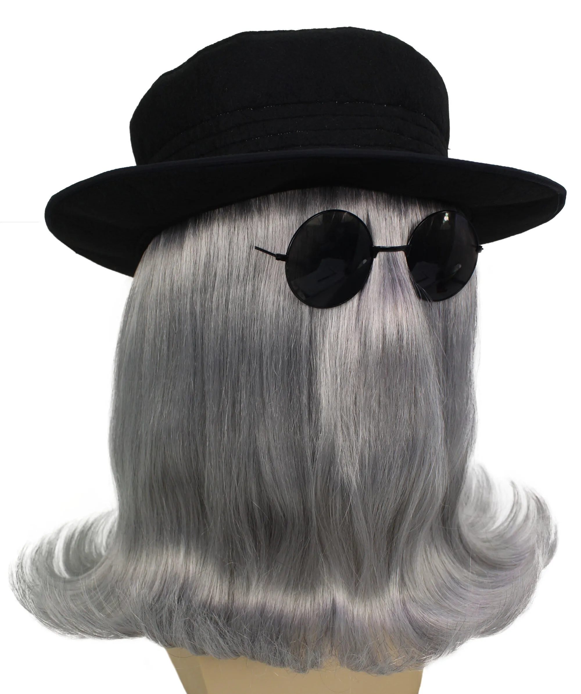 HPO |  Cousin Creature Wig | Shoulder Length Wig with Hat and Glasses, Halloween Wig (Multiple Color Option)