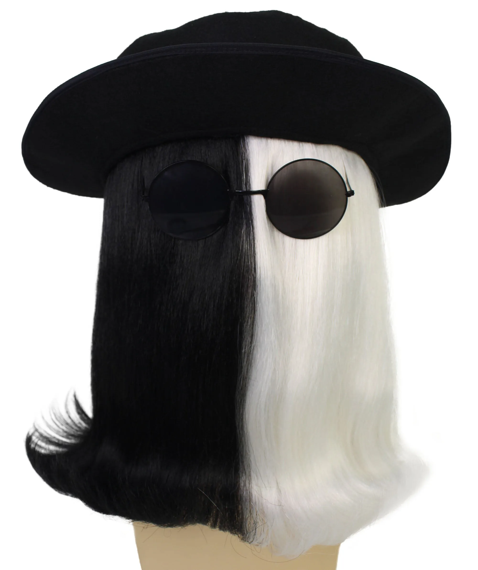 HPO |  Cousin Creature Wig | Shoulder Length Wig with Hat and Glasses, Halloween Wig (Multiple Color Option)