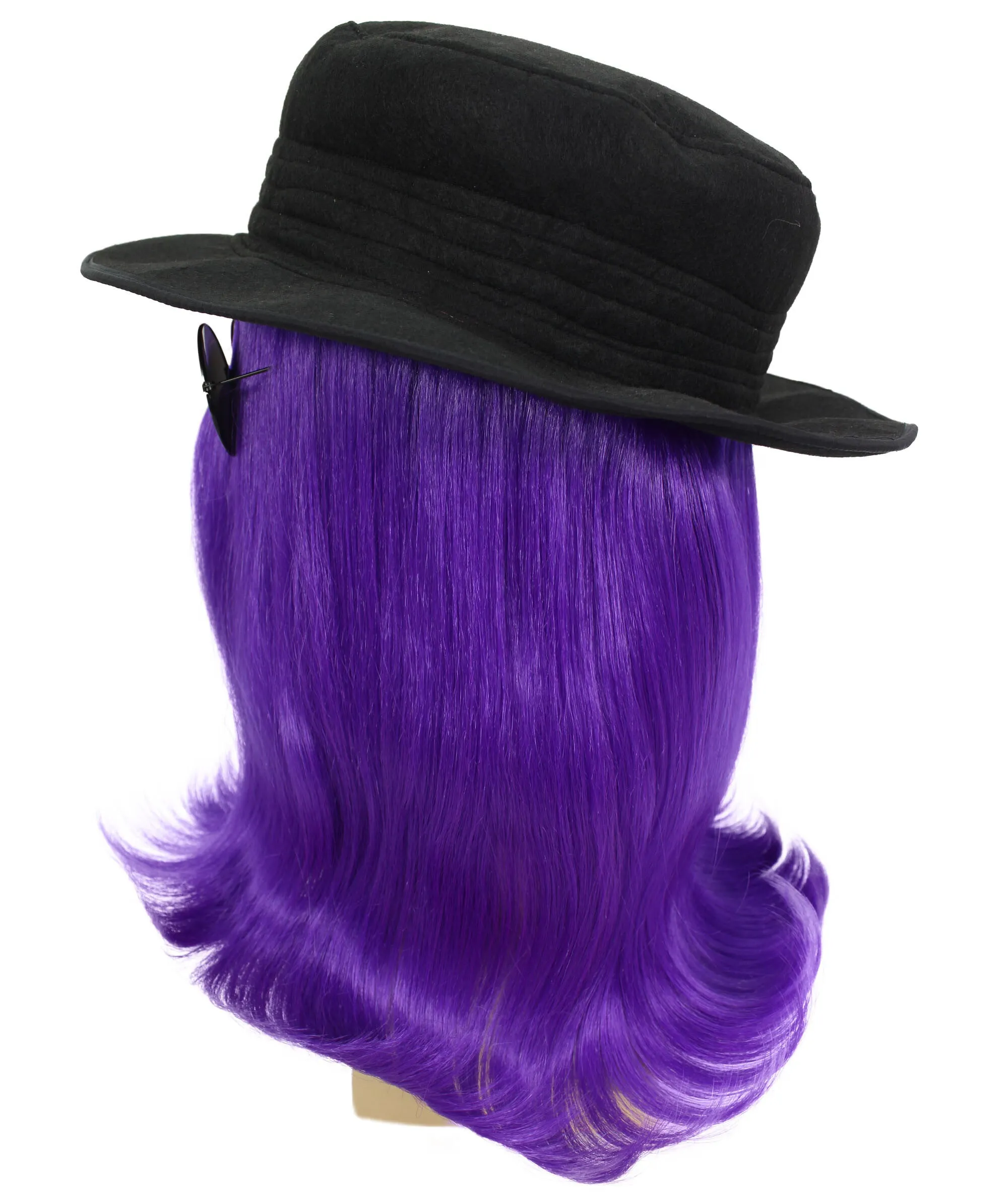 HPO |  Cousin Creature Wig | Shoulder Length Wig with Hat and Glasses, Halloween Wig (Multiple Color Option)