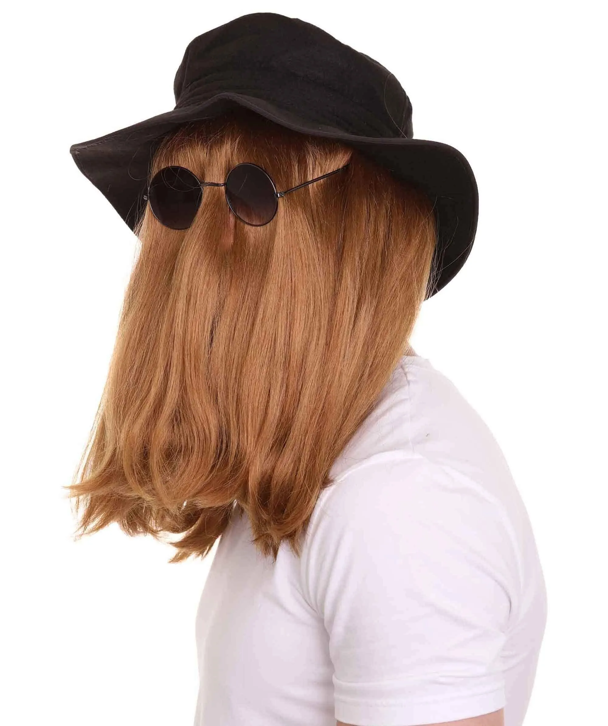 HPO |  Cousin Creature Wig | Shoulder Length Wig with Hat and Glasses, Halloween Wig (Multiple Color Option)